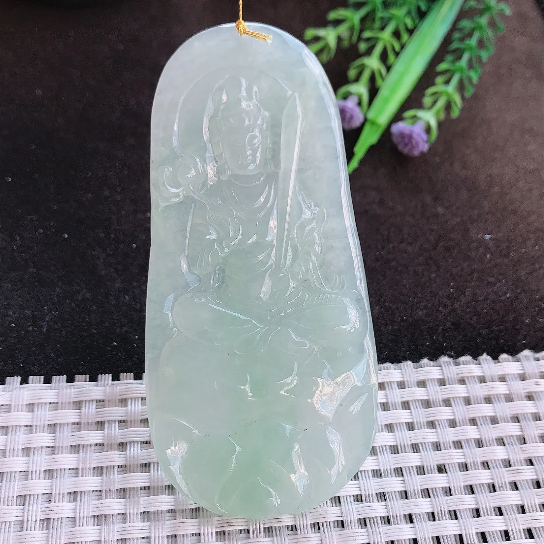 天然a货翡翠83/39.6/5.8老坑冰胶冰晴虚空藏吊坠翡翠玉挂件