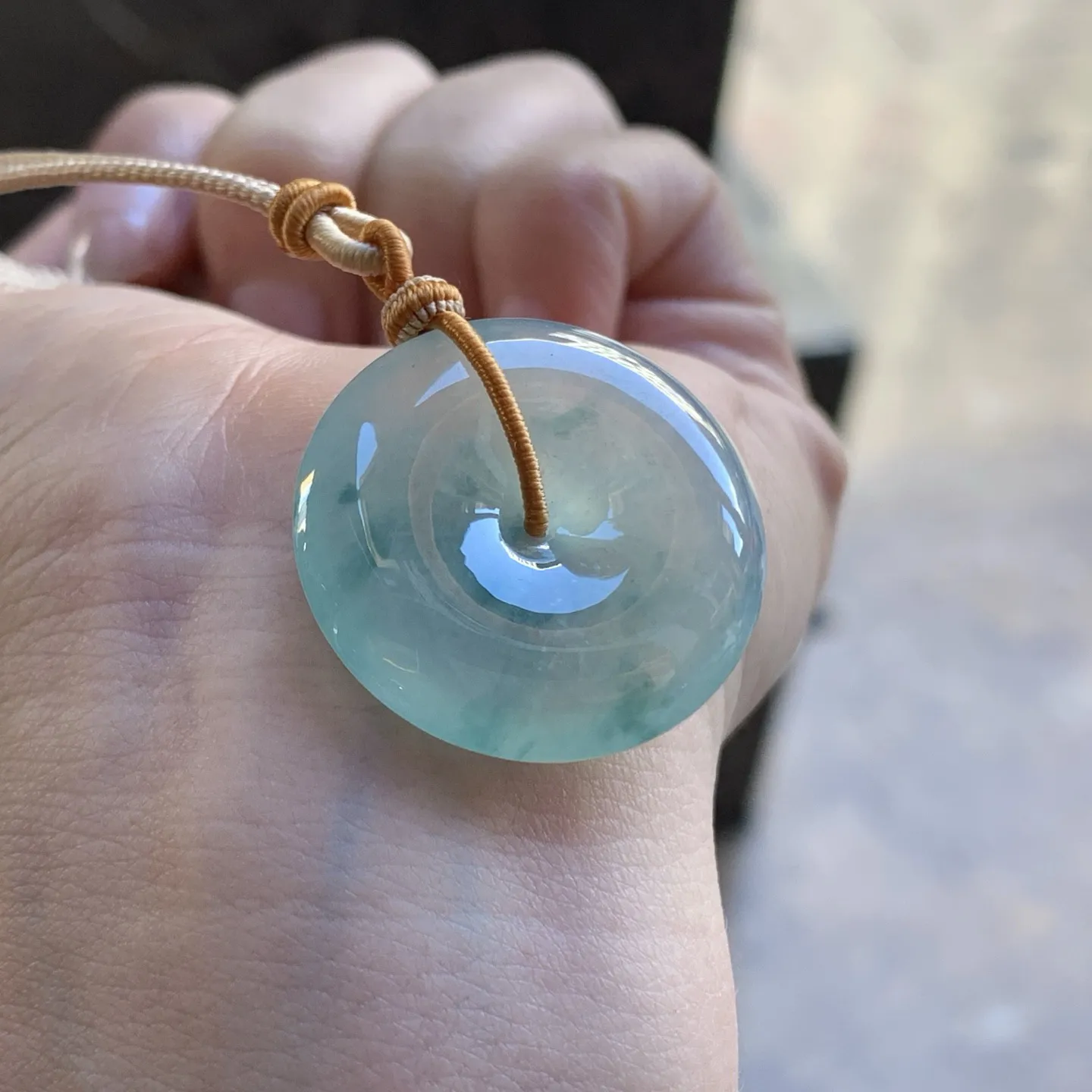 冰蓝花平安扣
平安顺遂～