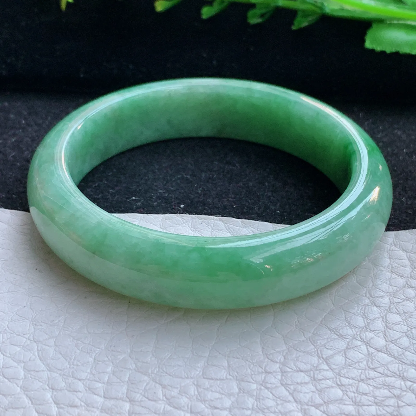 xx小圈口51*12.6*7.6平安镯 缅甸翡翠a货玉手镯满绿宽边玉手环