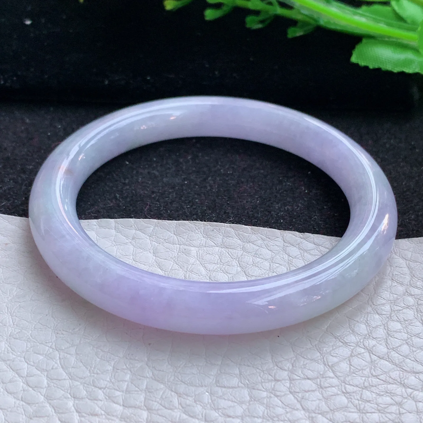 faa自然光53*8.8*8.6叮当镯 缅甸翡翠a货玉手镯紫罗兰圆条玉手环 美人镯