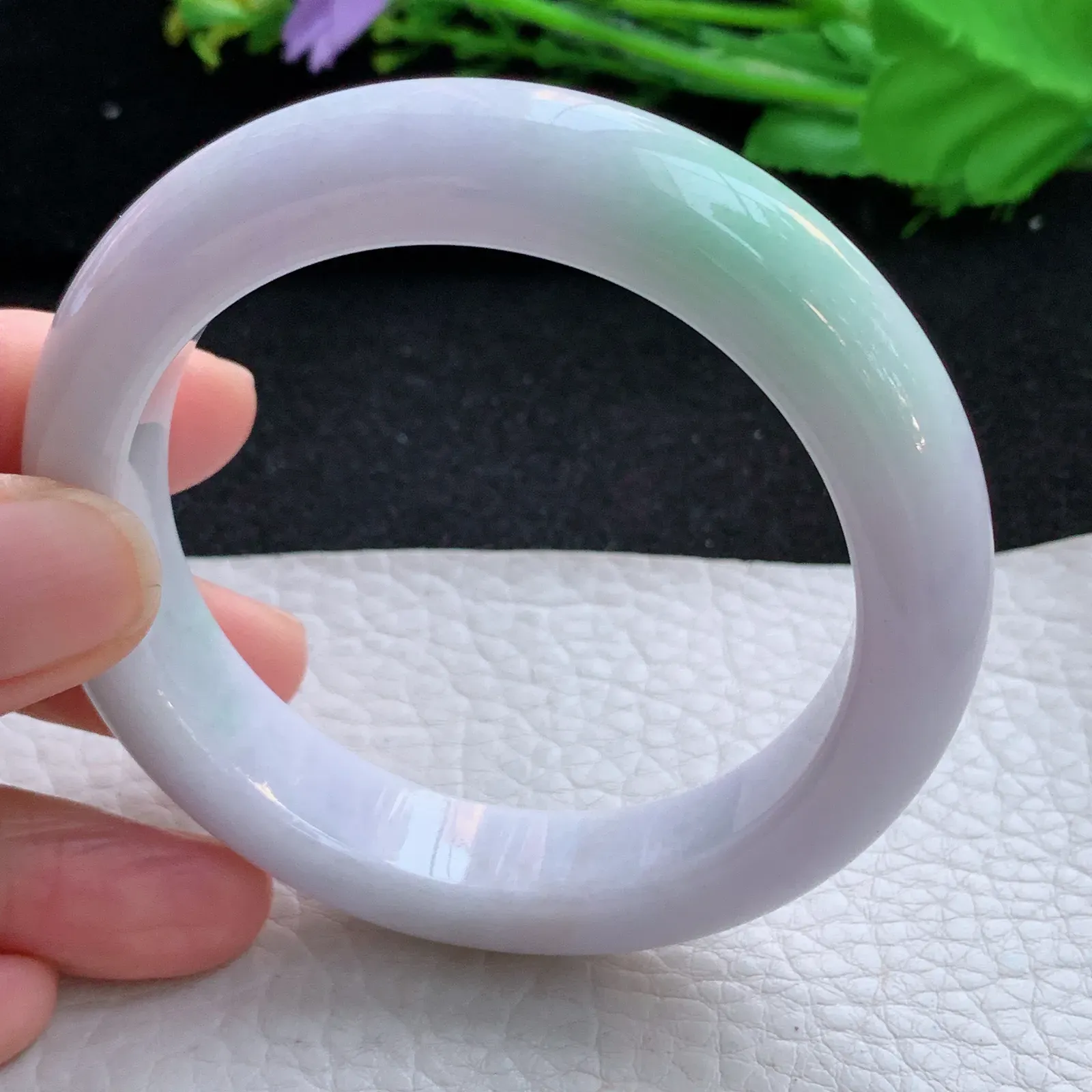 ss自然光56*13*9.3平安镯 缅甸翡翠a货玉手镯清新厚装宽边玉手环 美人镯