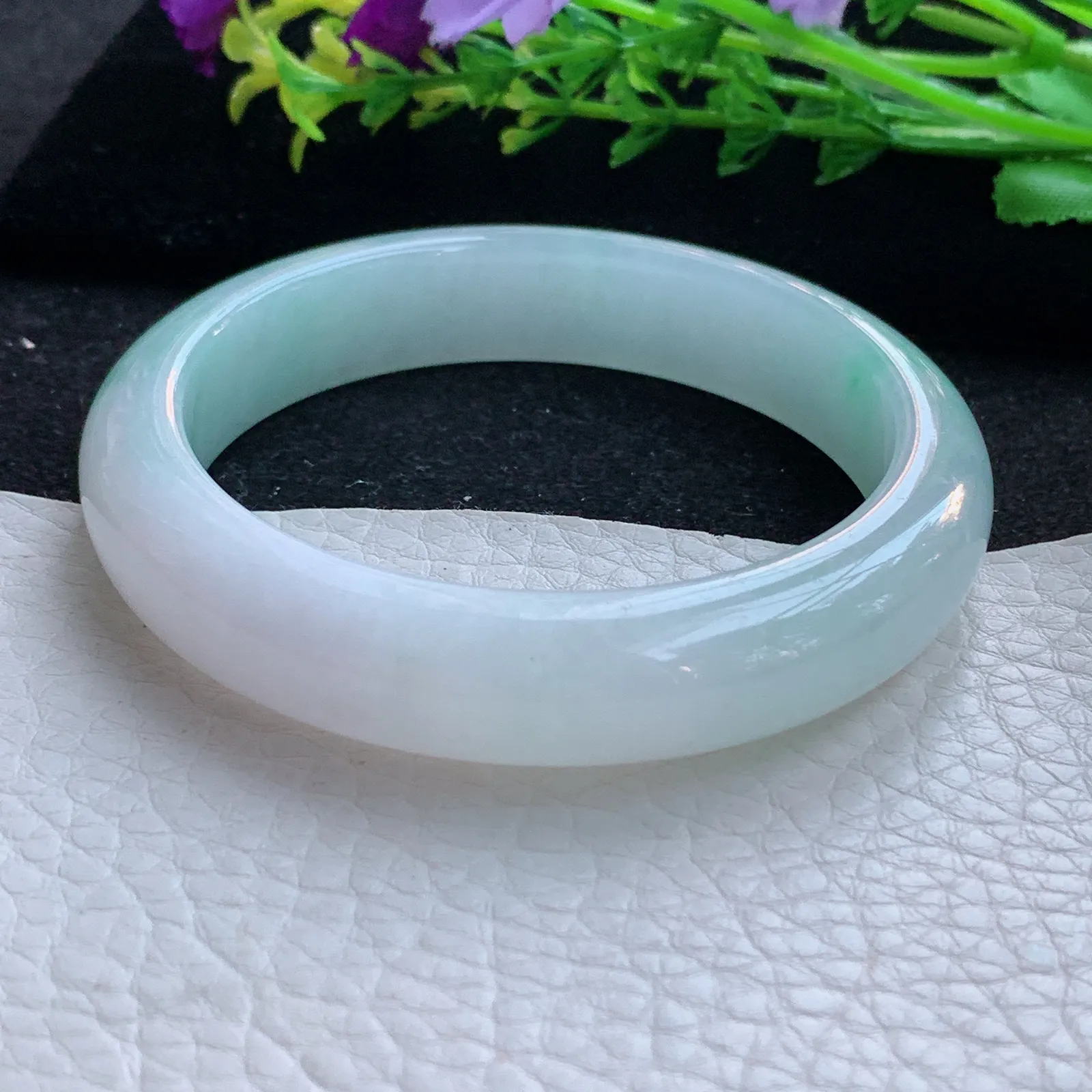 ay自然光56.5*12.8*8.5平安镯 缅甸翡翠a货玉手镯清新宽边玉手环