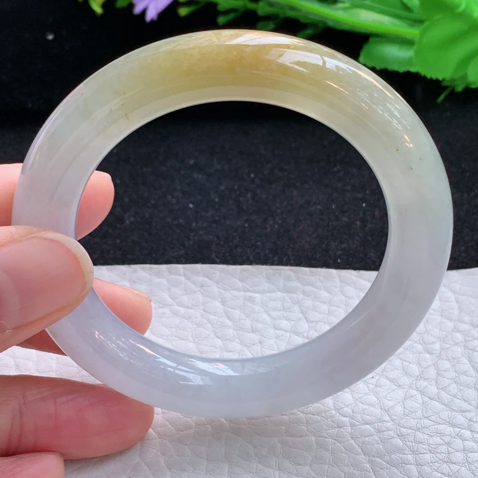 ss小圈口51.5*10.8*10.2美人镯 缅甸翡翠a货玉手镯冰双彩圆条玉手环