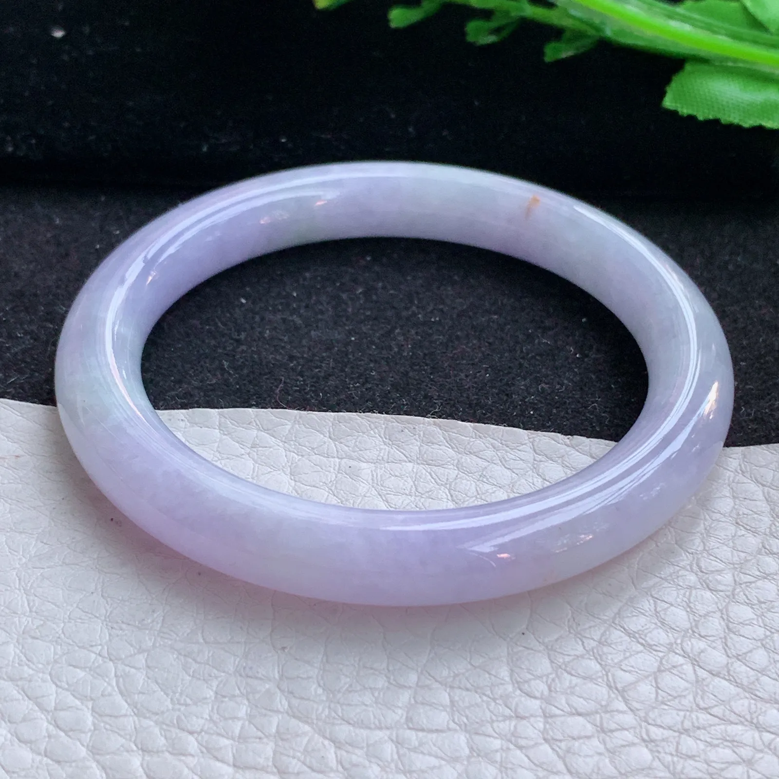 faa自然光53*8.8*8.6叮当镯 缅甸翡翠a货玉手镯紫罗兰圆条玉手环 美人镯