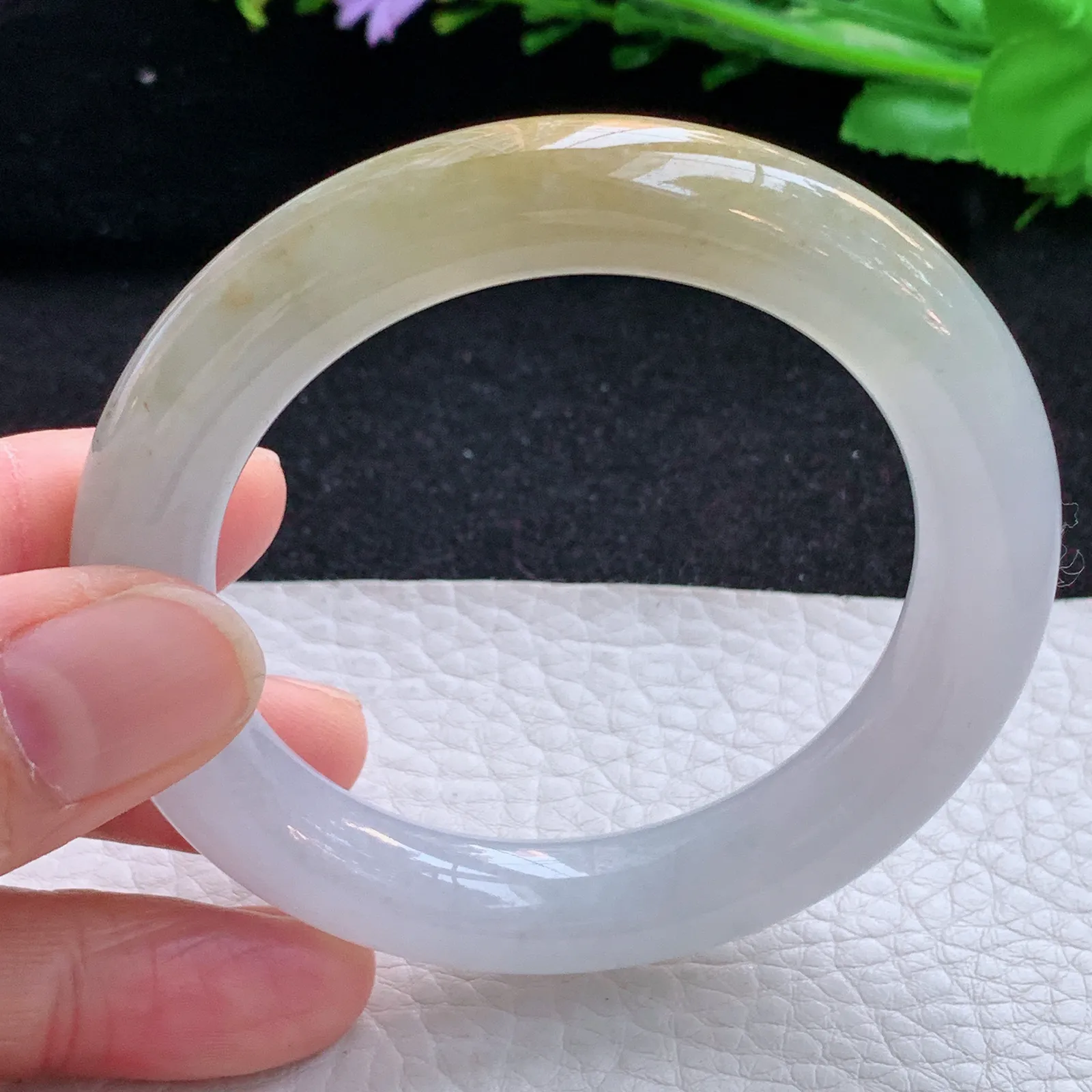 ss小圈口51.5*10.8*10.2美人镯 缅甸翡翠a货玉手镯冰双彩圆条玉手环