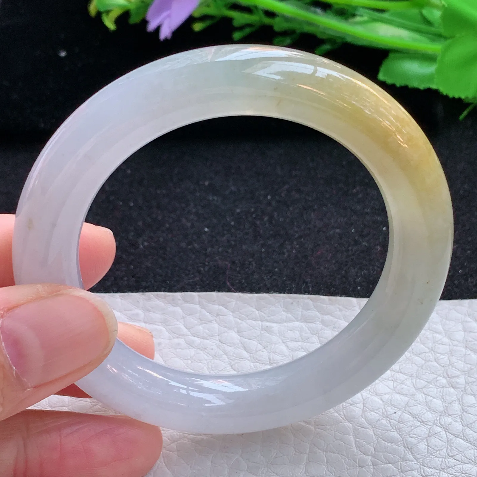 ss小圈口51.5*10.8*10.2美人镯 缅甸翡翠a货玉手镯冰双彩圆条玉手环