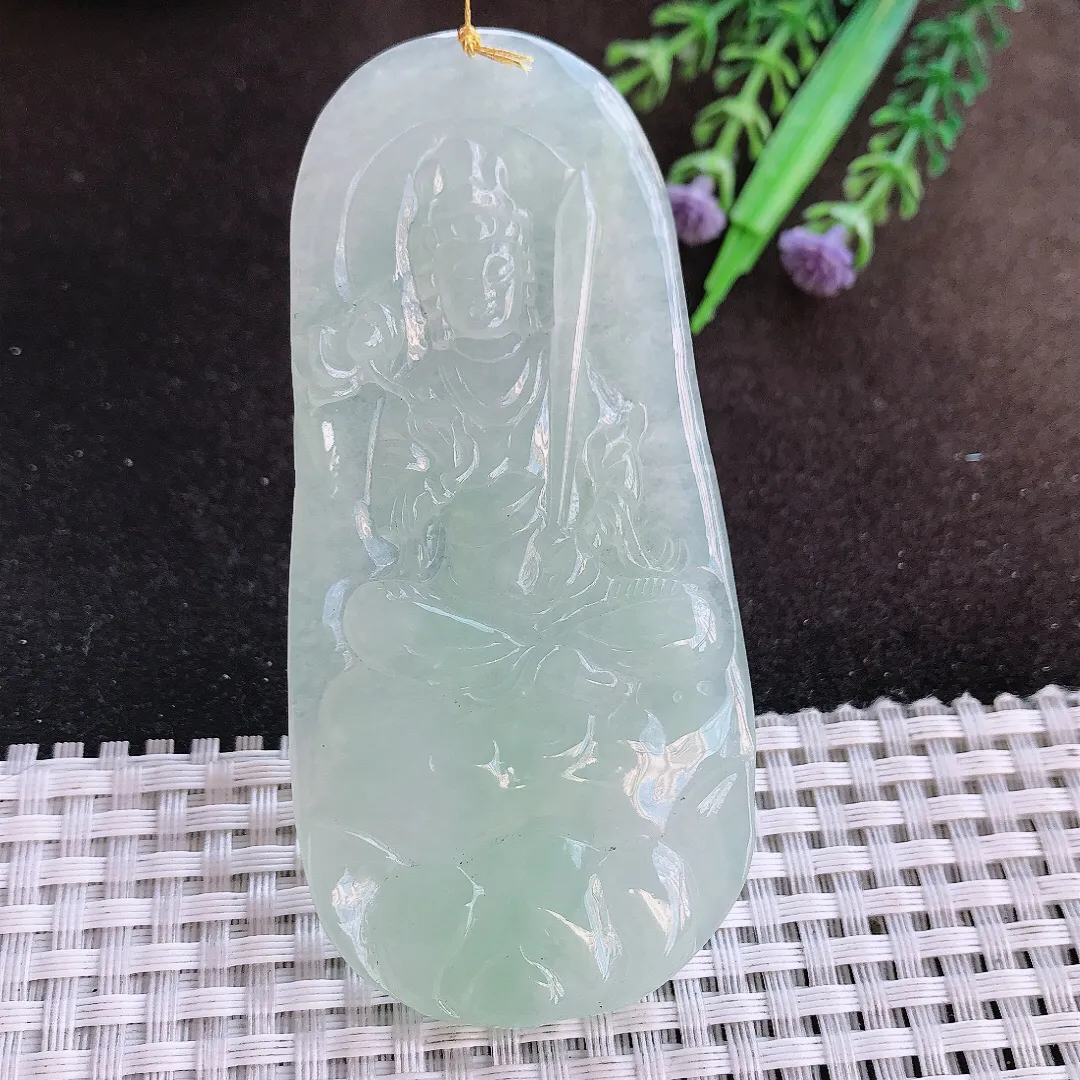 天然a货翡翠83/39.6/5.8老坑冰胶冰晴虚空藏吊坠翡翠玉挂件