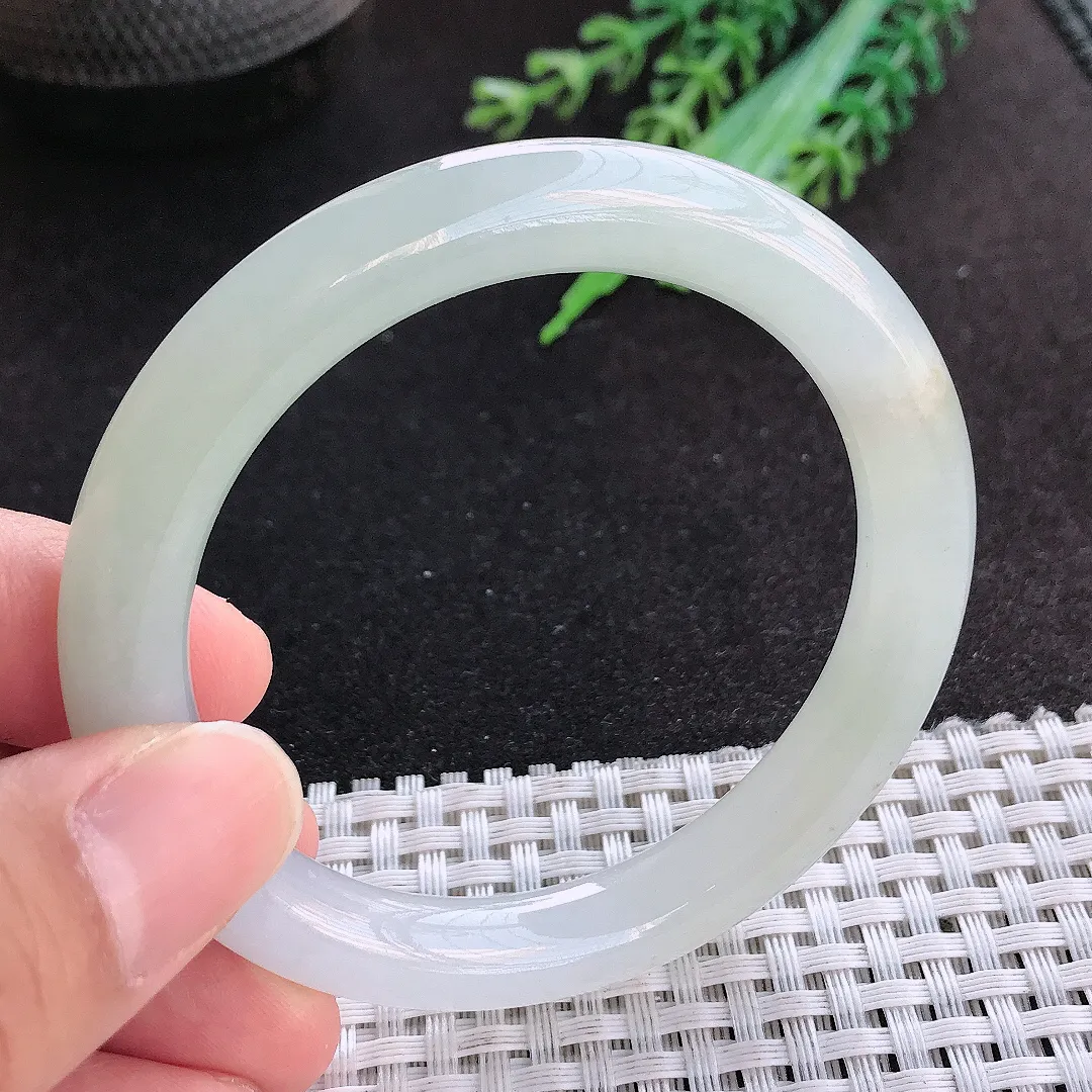天然a货翡翠53/9老坑冰胶水灵冰晴圆条手镯玉手镯