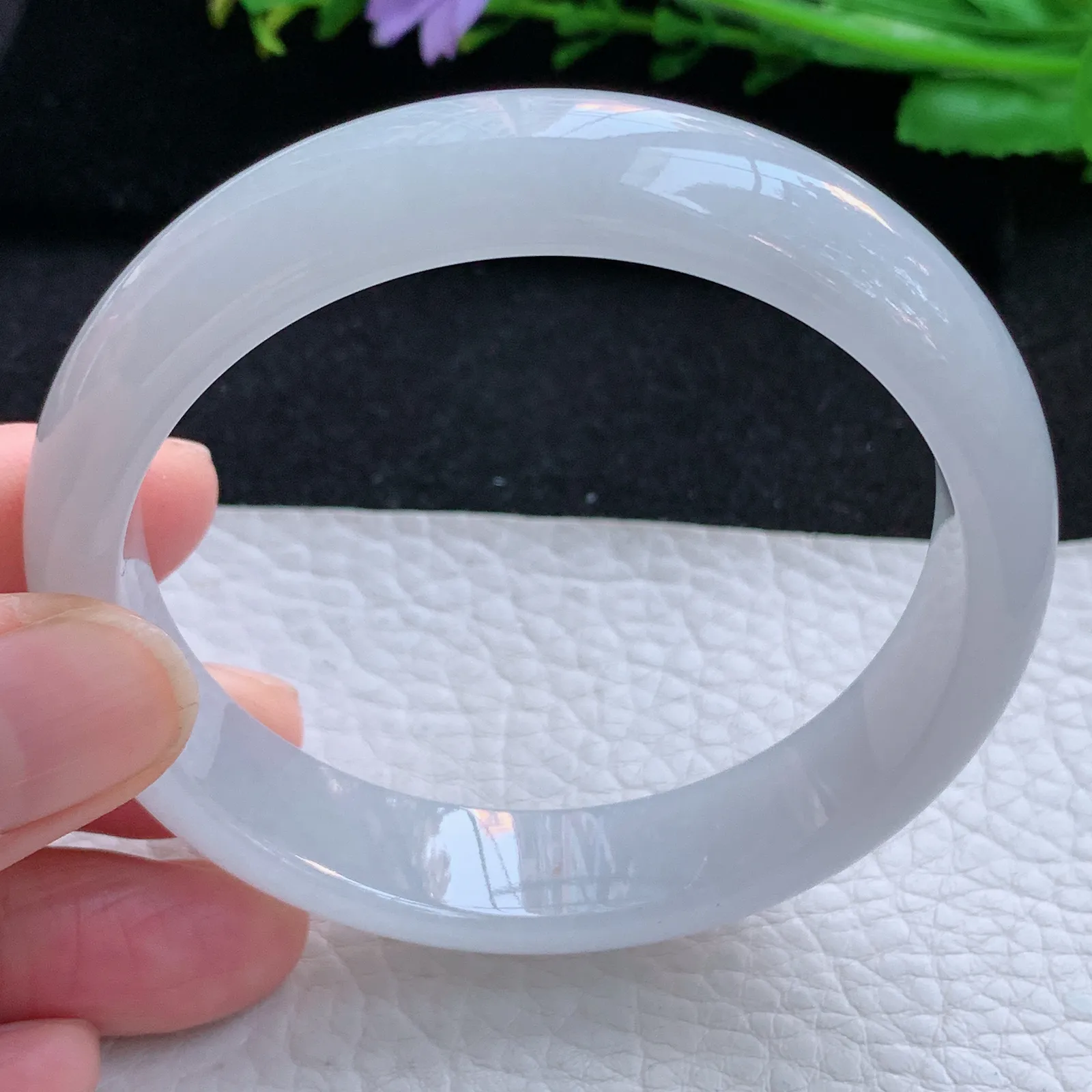 xx自然光58*13.5*7.5平安镯 缅甸翡翠a货玉手镯冰纯宽边玉手环