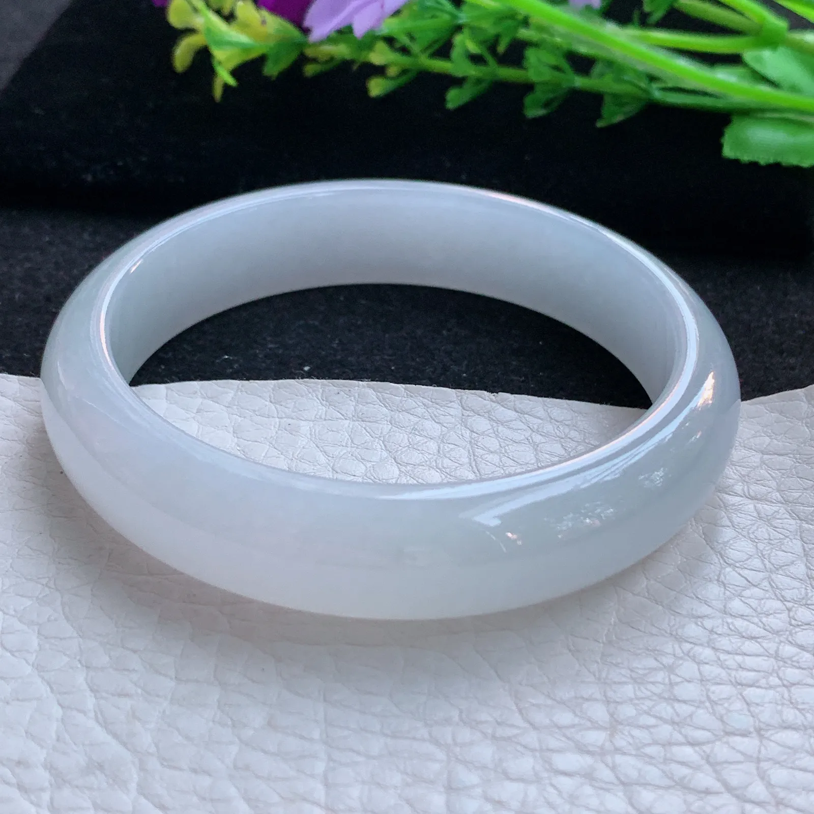 xx自然光58*13.5*7.5平安镯 缅甸翡翠a货玉手镯冰纯宽边玉手环