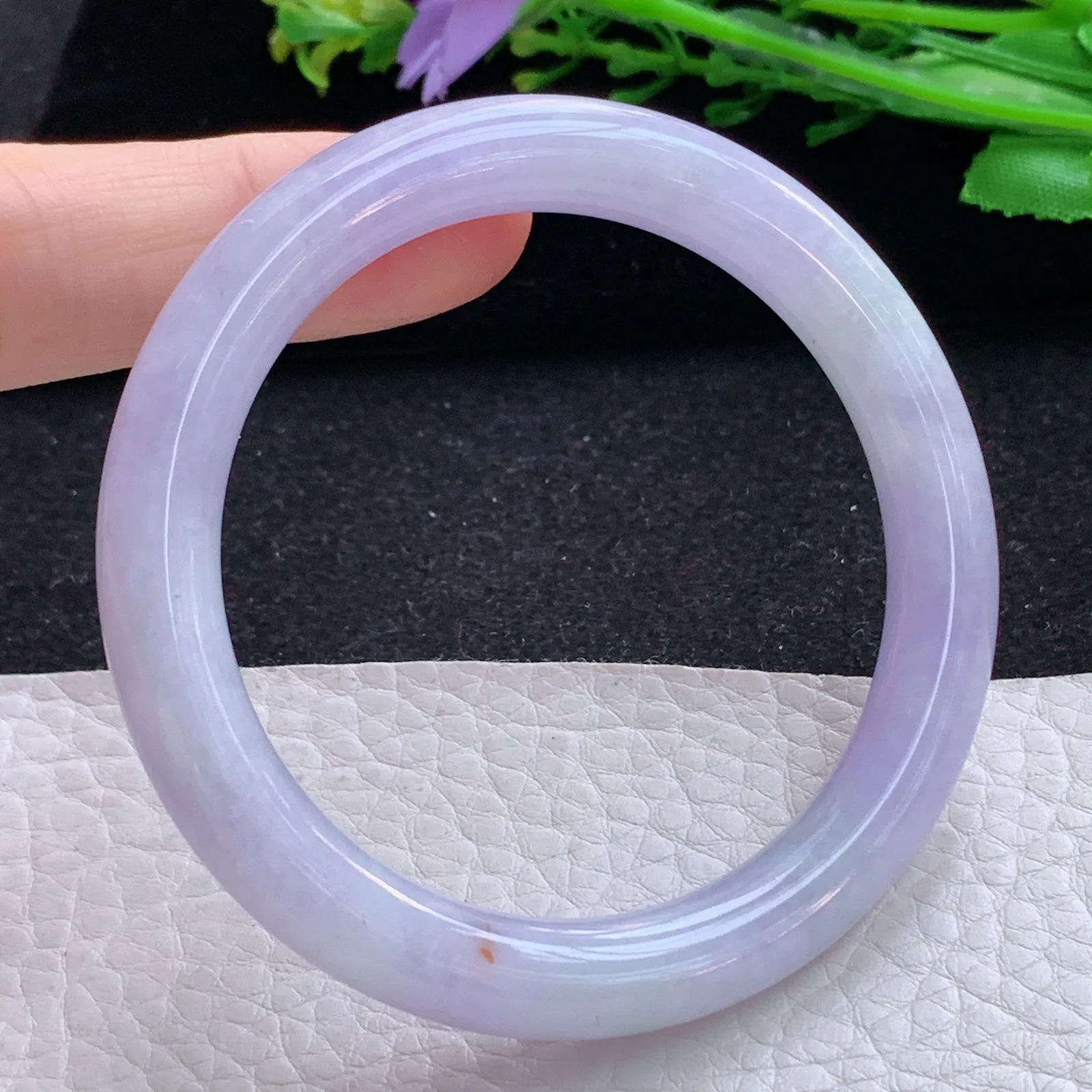 faa自然光53*8.8*8.6叮当镯 缅甸翡翠a货玉手镯紫罗兰圆条玉手环 美人镯