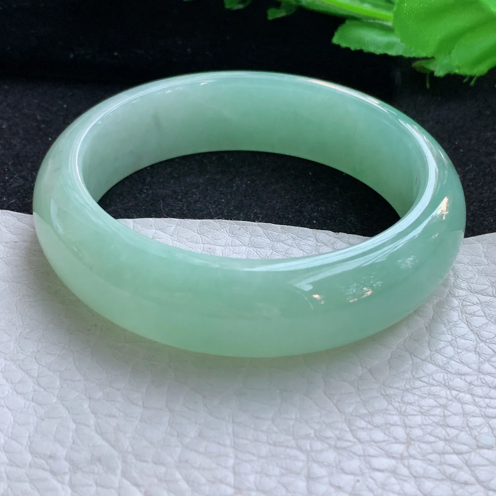 ss自然光56.5*16.3*8.5轮胎镯 缅甸翡翠a货玉手镯冰绿厚装宽边玉手环 美人镯