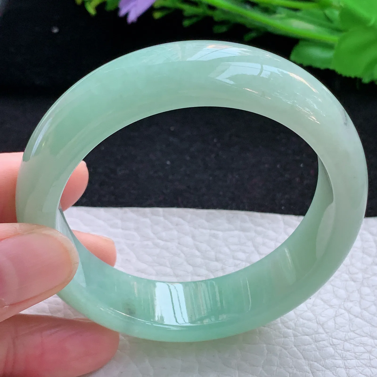 ss自然光56.5*16.3*8.5轮胎镯 缅甸翡翠a货玉手镯冰绿厚装宽边玉手环 美人镯