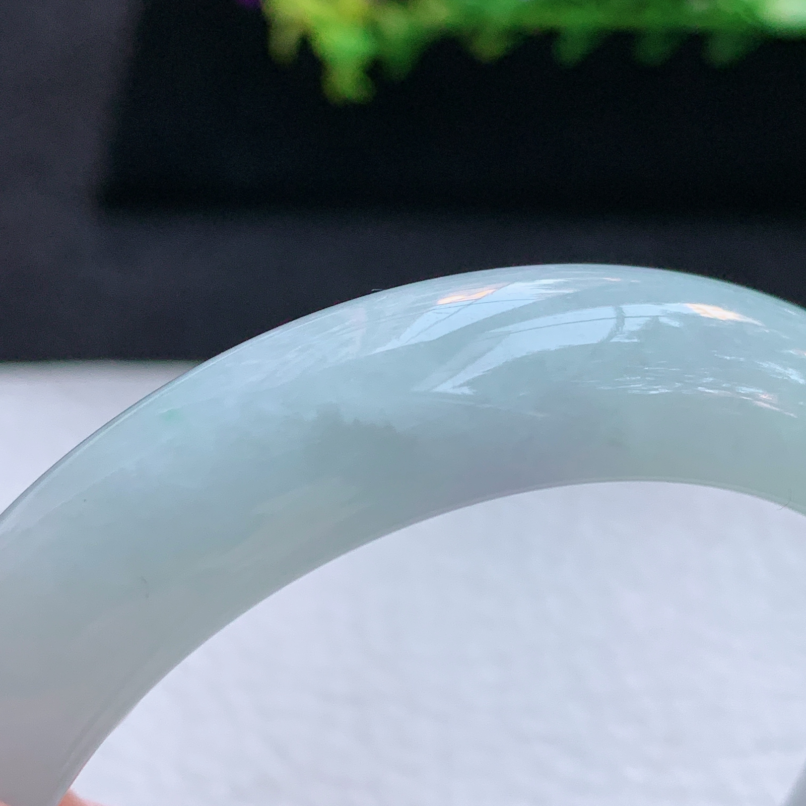 r自然光55*12*8.5平安镯 缅甸翡翠a货玉手镯冰春带彩宽边玉手环 美人镯