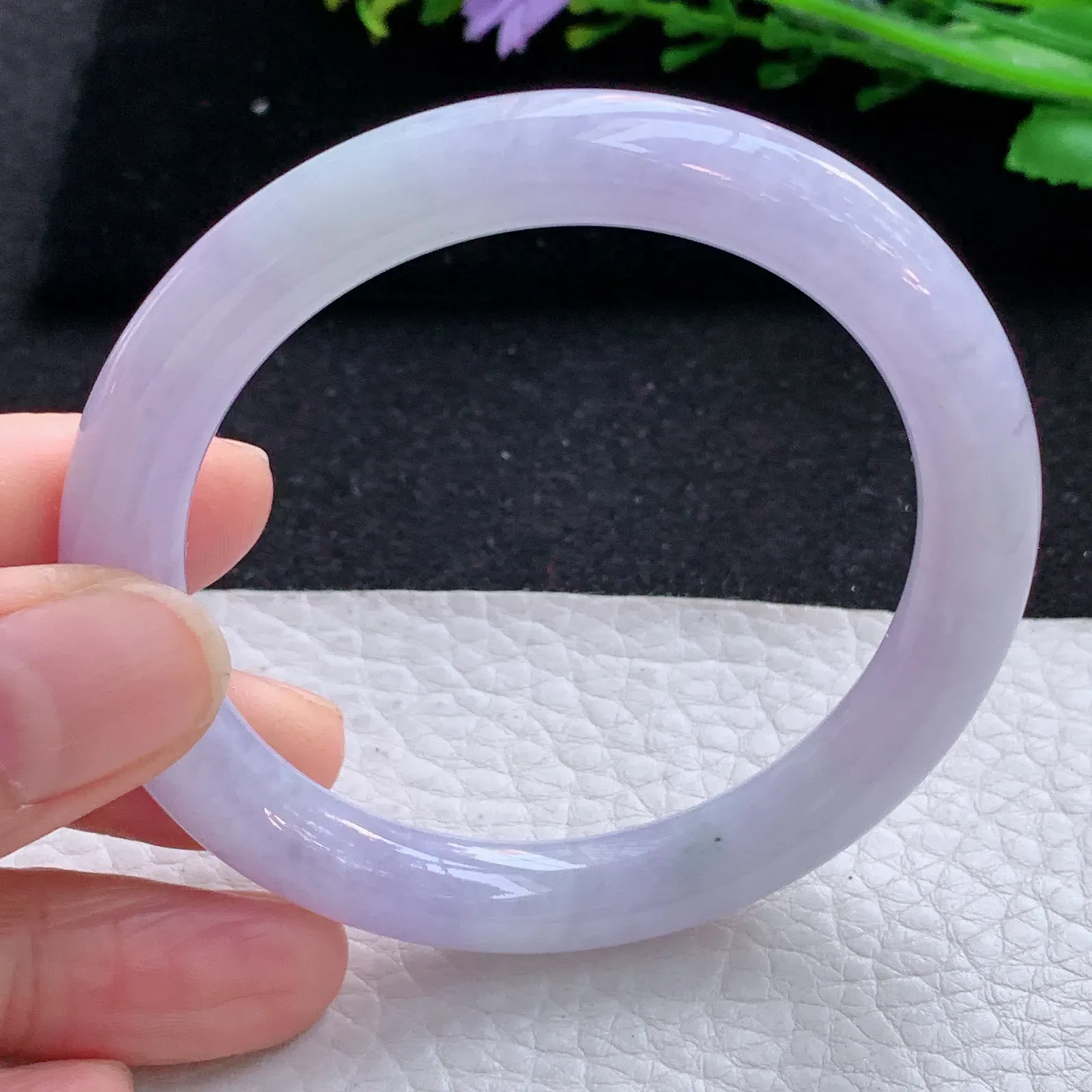 faa自然光53*8.8*8.6叮当镯 缅甸翡翠a货玉手镯紫罗兰圆条玉手环 美人镯