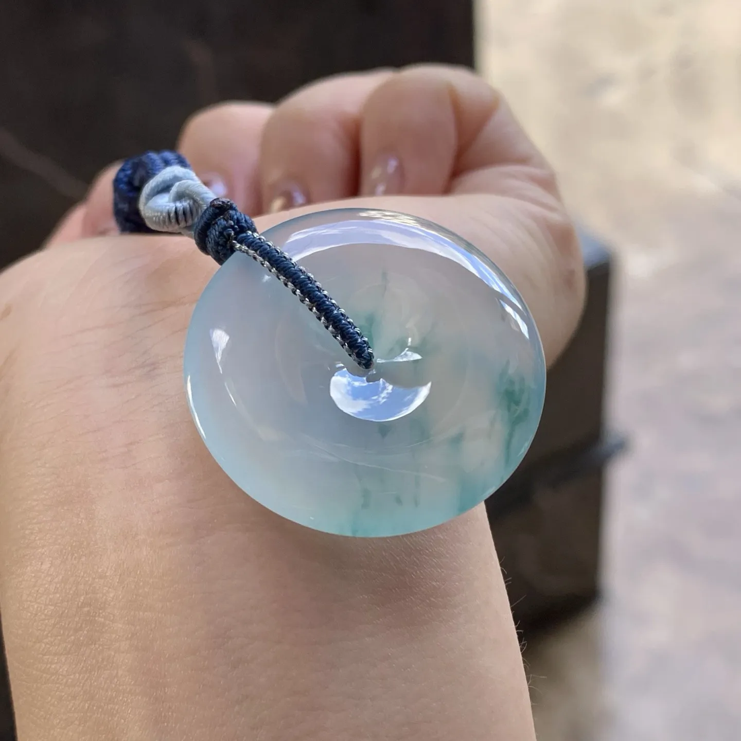 冰种飘花平安扣 平安顺遂～