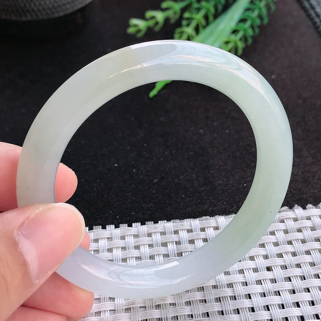 天然a货翡翠53/9老坑冰胶水灵冰晴圆条手镯玉手镯