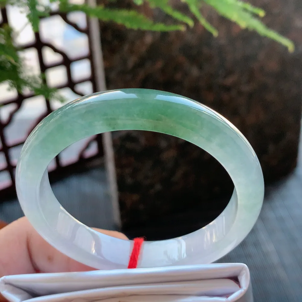 正圈冰玻绿淡淡紫 无瑕 尺寸:53.6/11.3/7.7 种色兼备