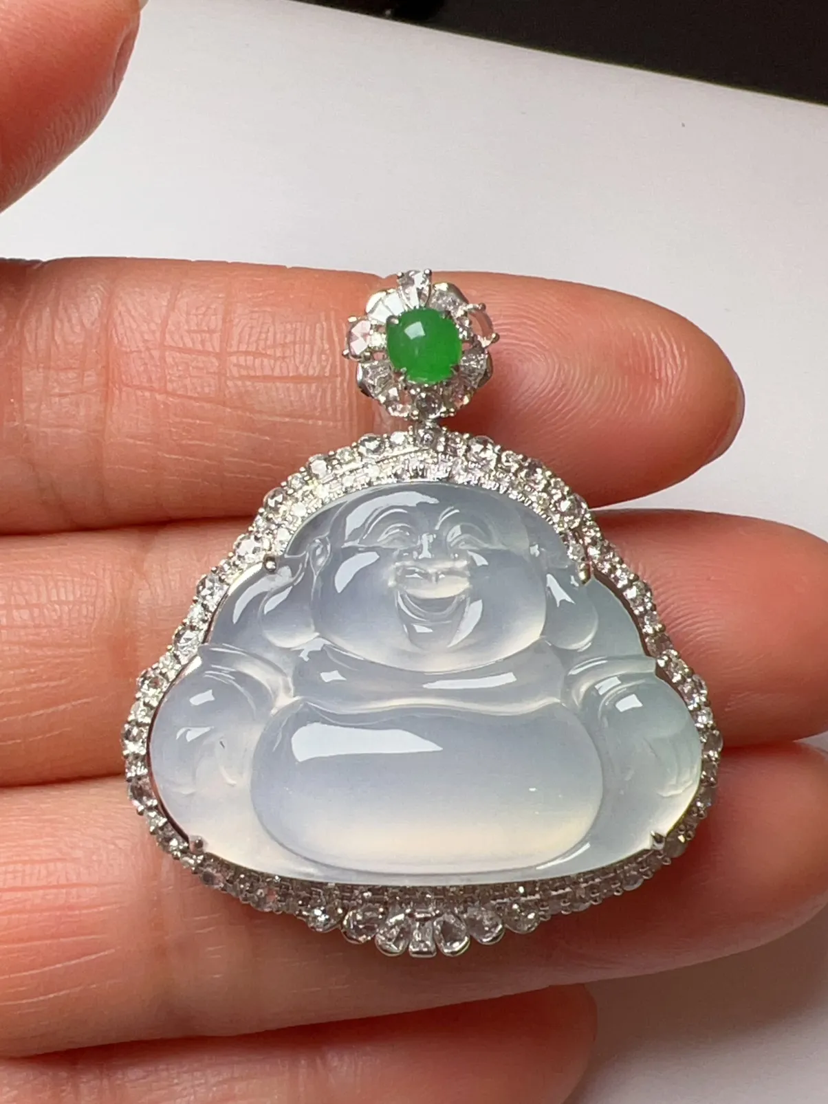 冰种大肚佛整体尺寸40.5*35.7*13.1  裸石尺寸31.1*23*5