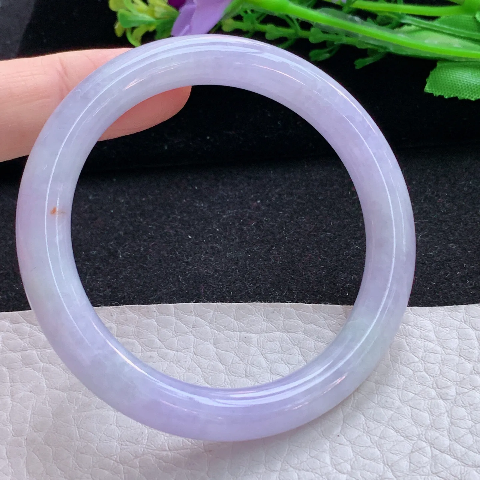 faa自然光53*8.8*8.6叮当镯 缅甸翡翠a货玉手镯紫罗兰圆条玉手环 美人镯