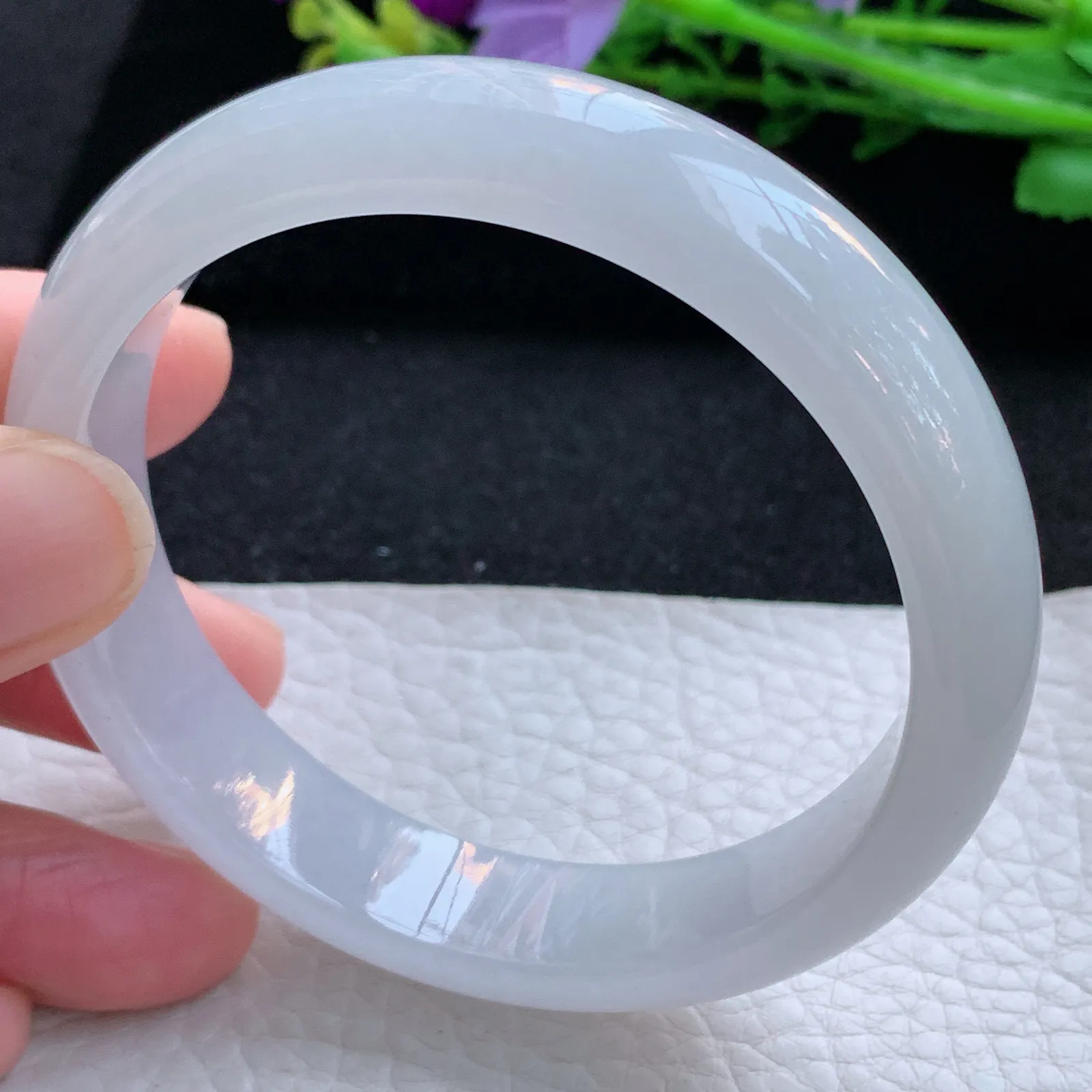 xx自然光58*13.5*7.5平安镯 缅甸翡翠a货玉手镯冰纯宽边玉手环