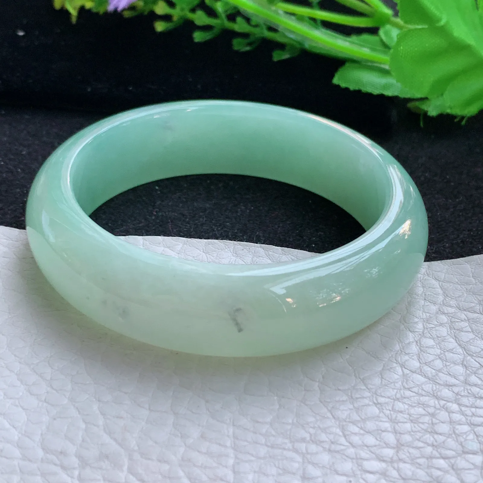 ss自然光56.5*16.3*8.5轮胎镯 缅甸翡翠a货玉手镯冰绿厚装宽边玉手环 美人镯