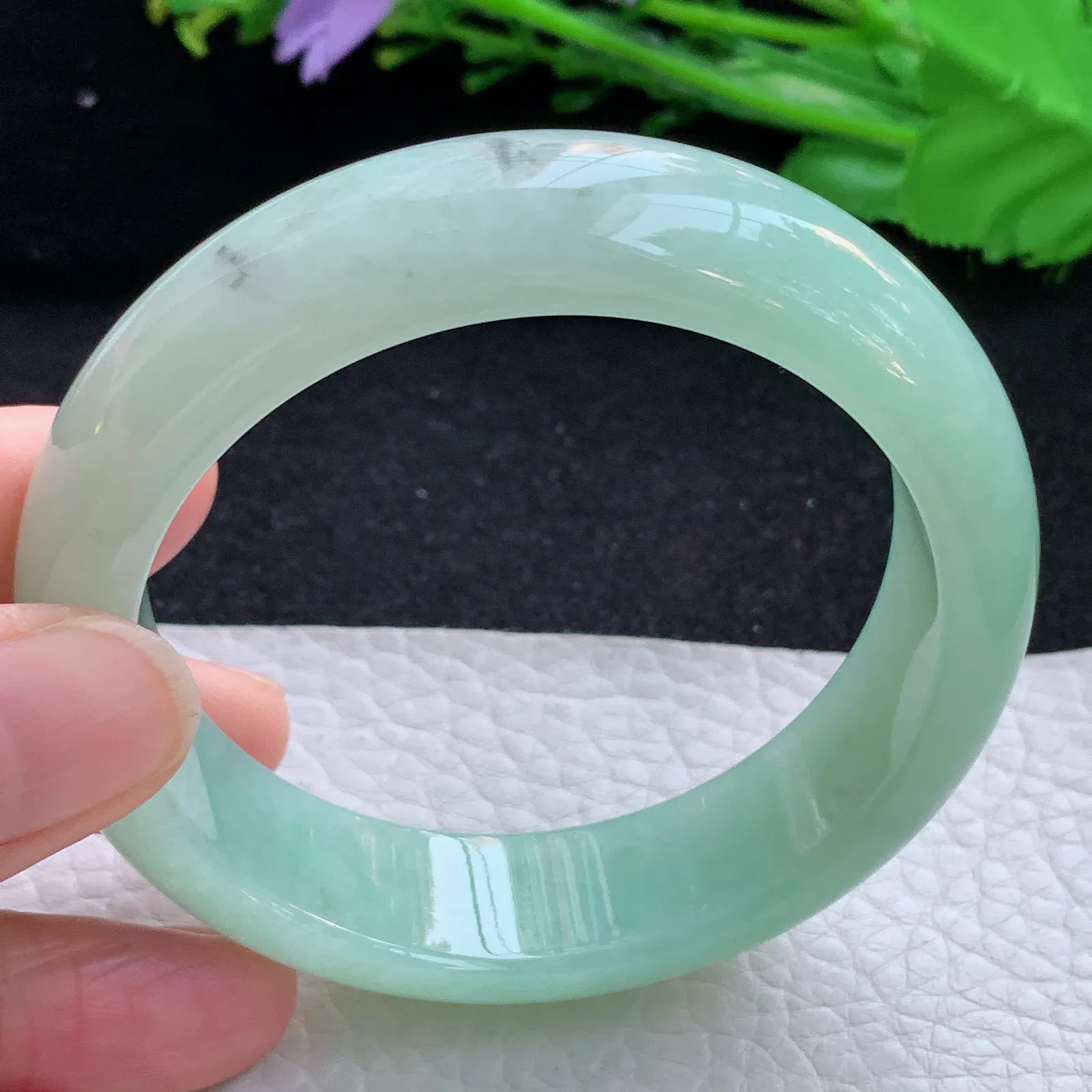 ss自然光56.5*16.3*8.5轮胎镯 缅甸翡翠a货玉手镯冰绿厚装宽边玉手环 美人镯