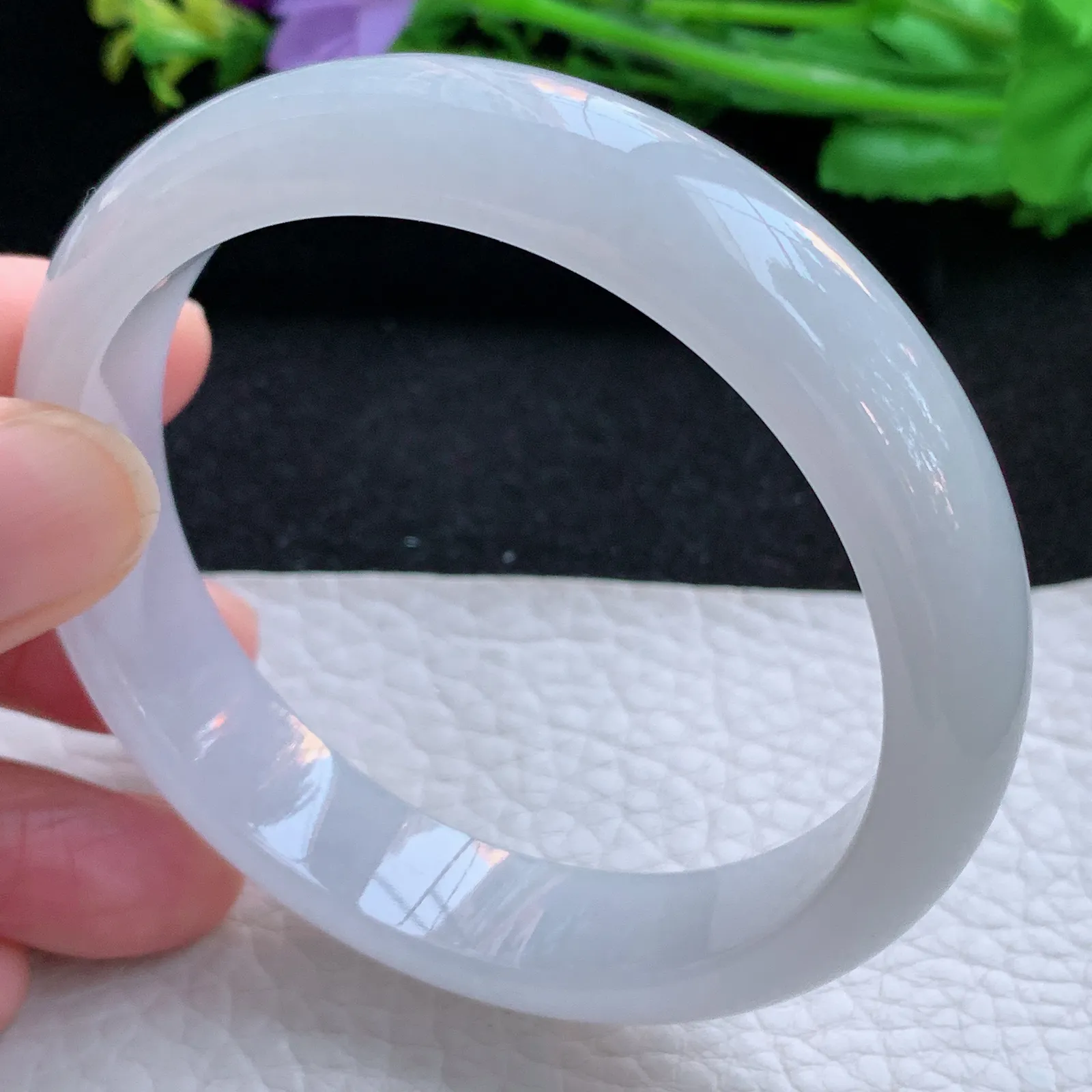 xx自然光58*13.5*7.5平安镯 缅甸翡翠a货玉手镯冰纯宽边玉手环