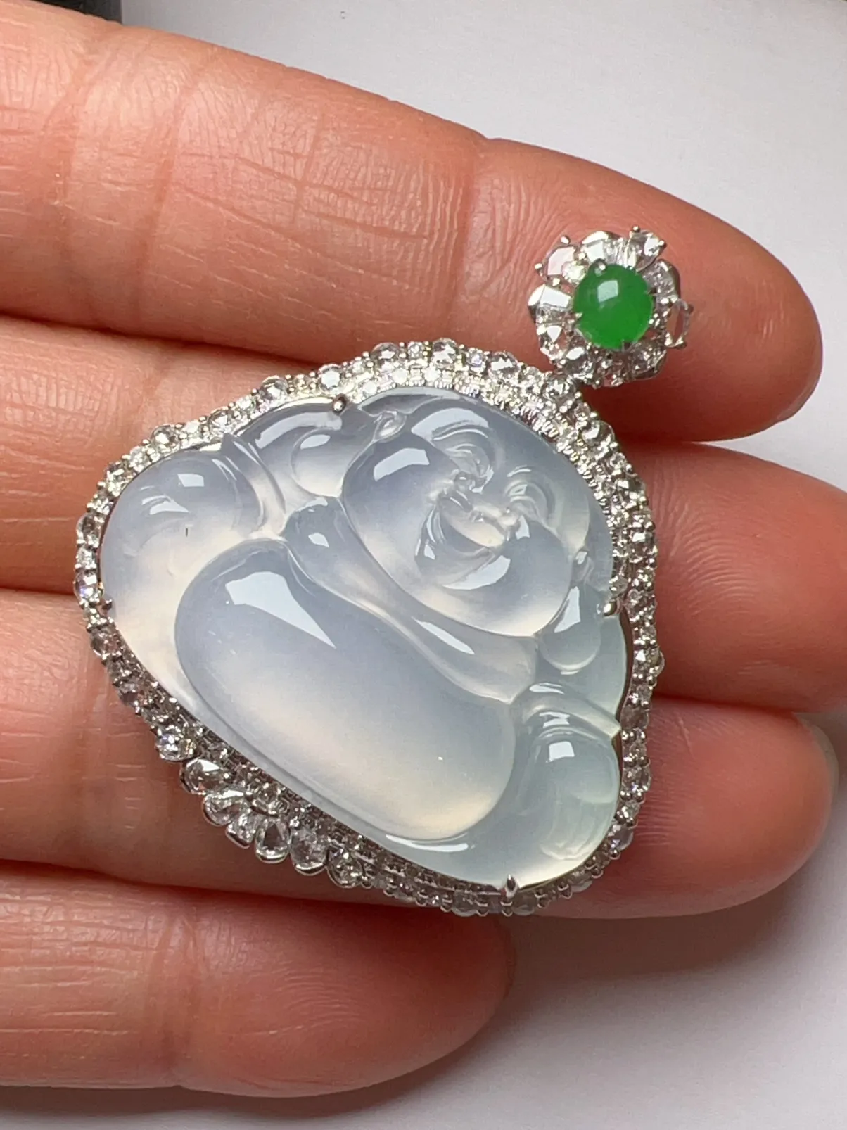 冰种大肚佛整体尺寸40.5*35.7*13.1  裸石尺寸31.1*23*5