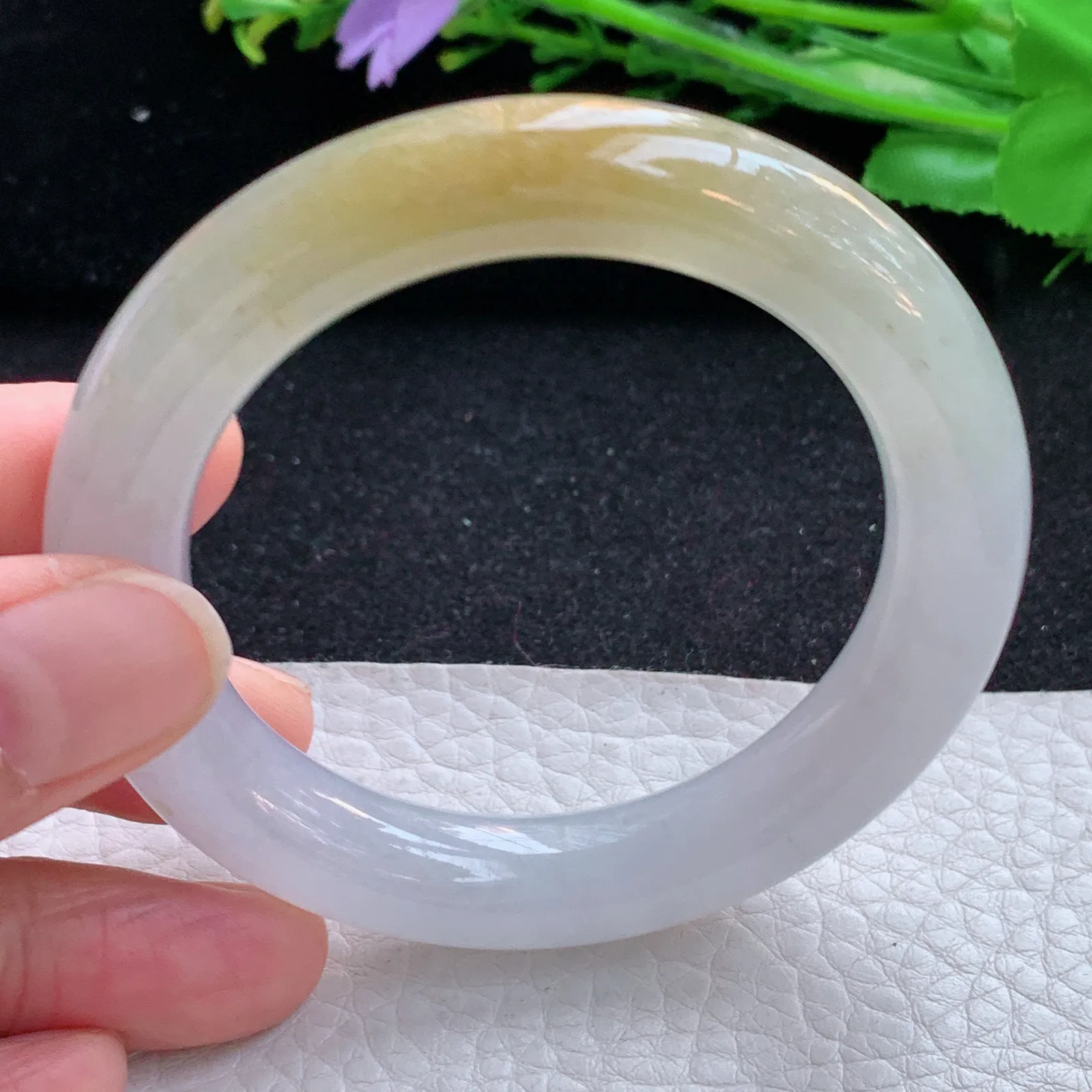 ss小圈口51.5*10.8*10.2美人镯 缅甸翡翠a货玉手镯冰双彩圆条玉手环