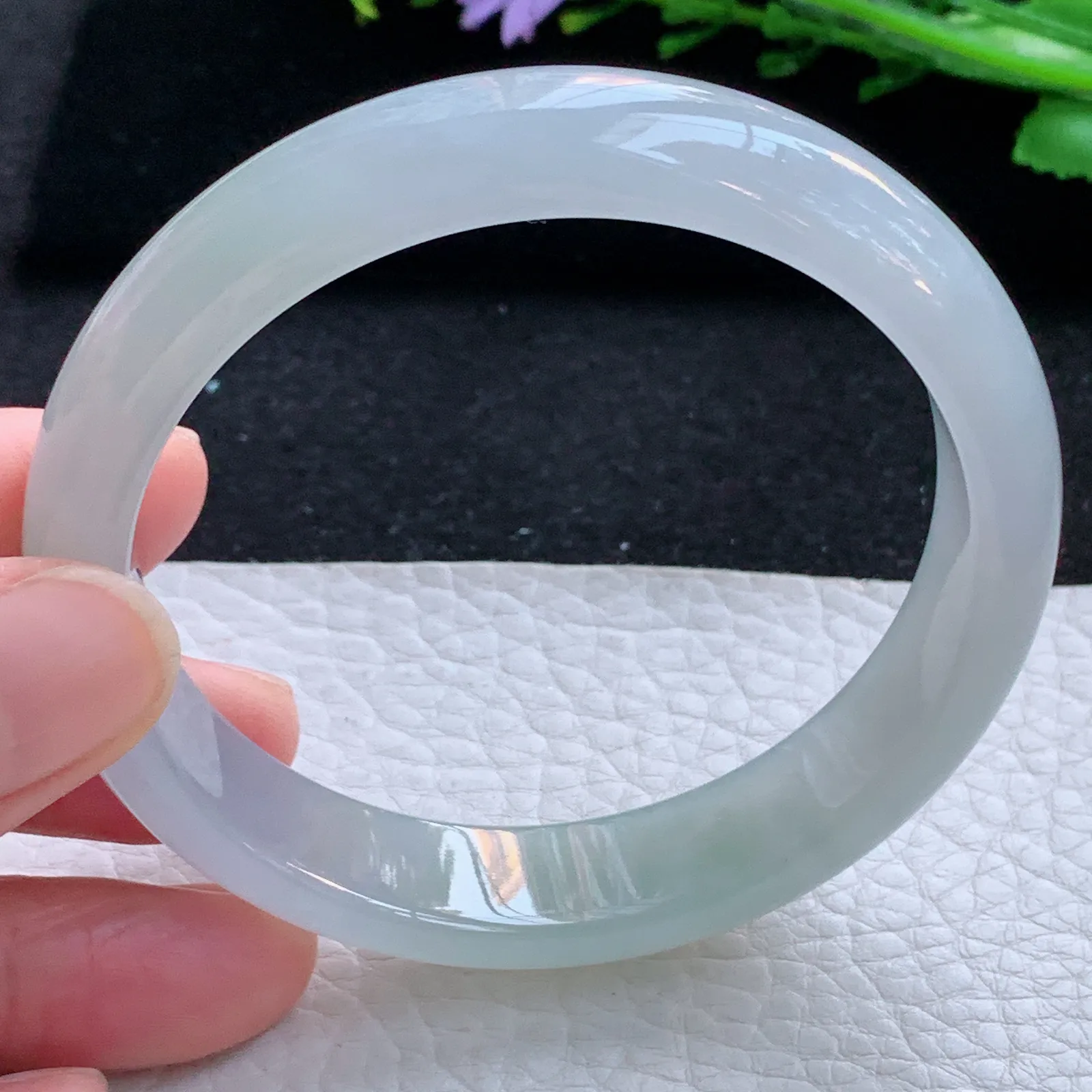 xc自然光58.6*13.6*7.3平安镯 缅甸翡翠a货玉手镯冰透宽边玉手环