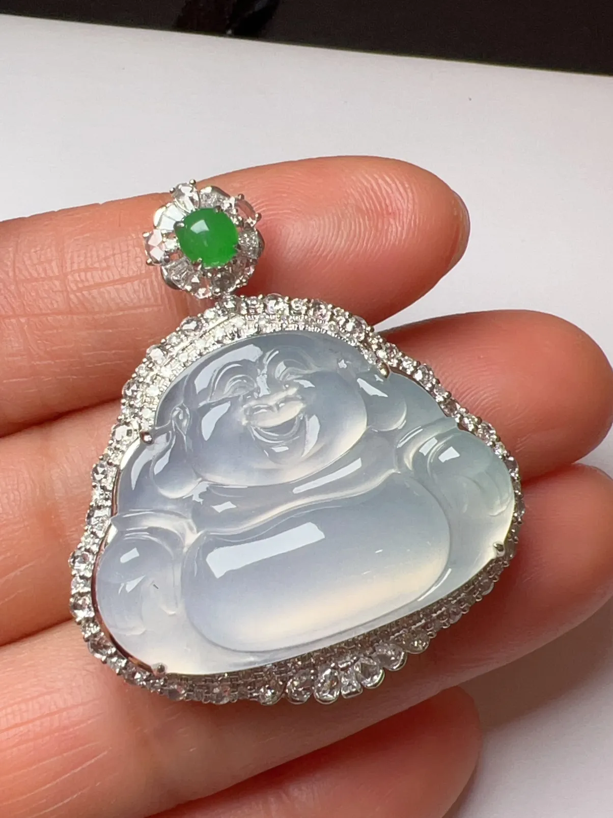 冰种大肚佛整体尺寸40.5*35.7*13.1  裸石尺寸31.1*23*5