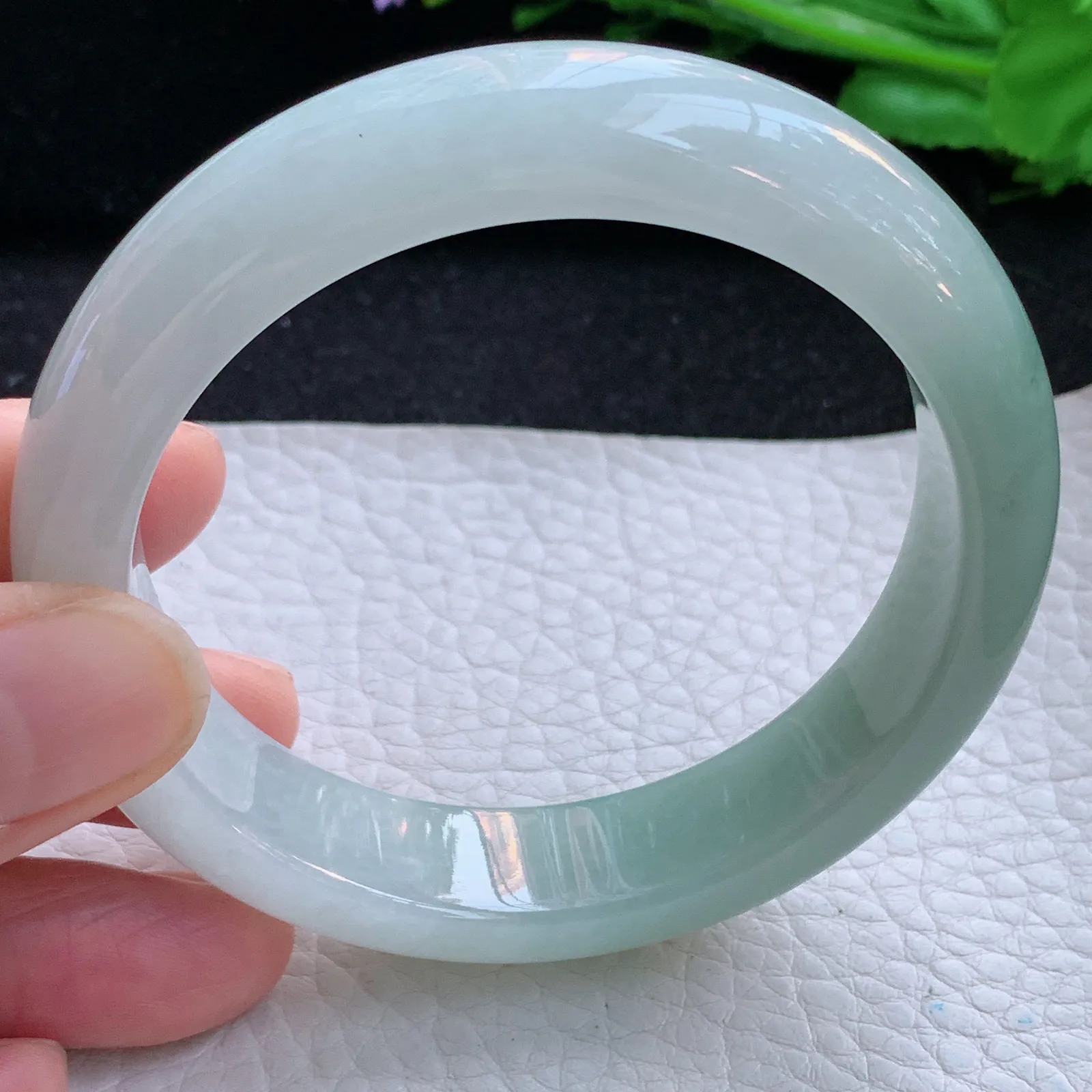 js自然光5 8*14*8.5平安镯 缅甸翡翠a货玉手镯半山水清新宽边玉手环