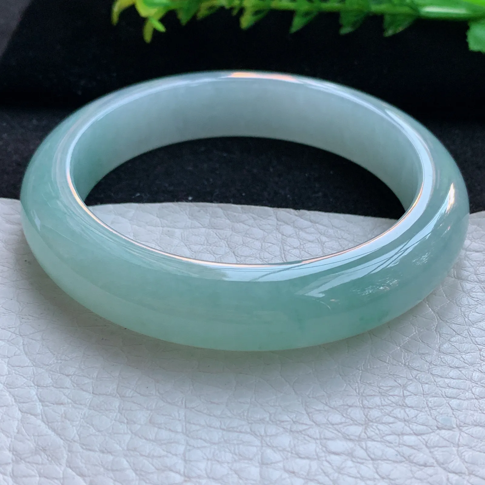 r自然光57*12.5*8.8平安镯 缅甸翡翠a货玉手镯冰胶清新宽边玉手环 美人镯