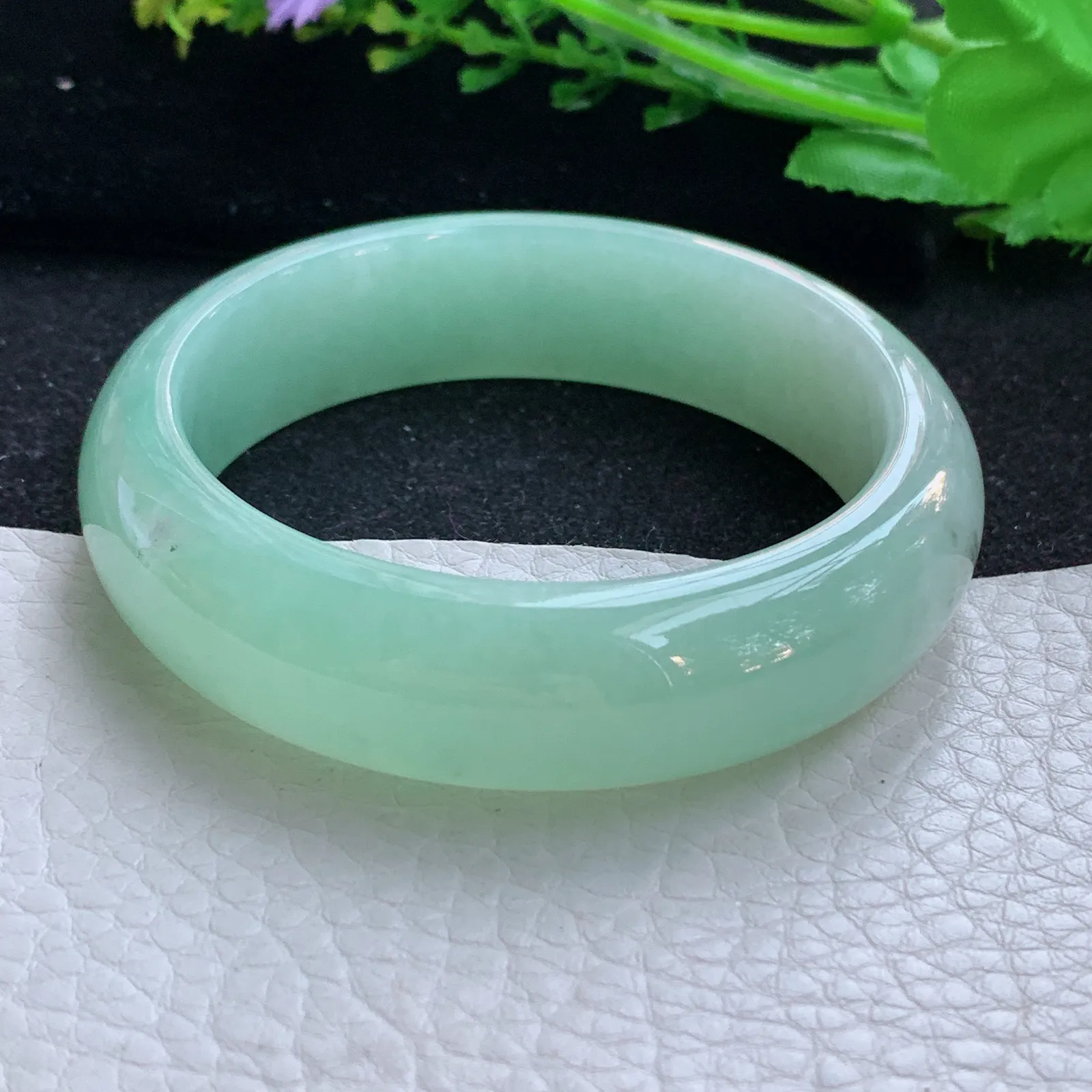 ss自然光56.5*16.3*8.5轮胎镯 缅甸翡翠a货玉手镯冰绿厚装宽边玉手环 美人镯