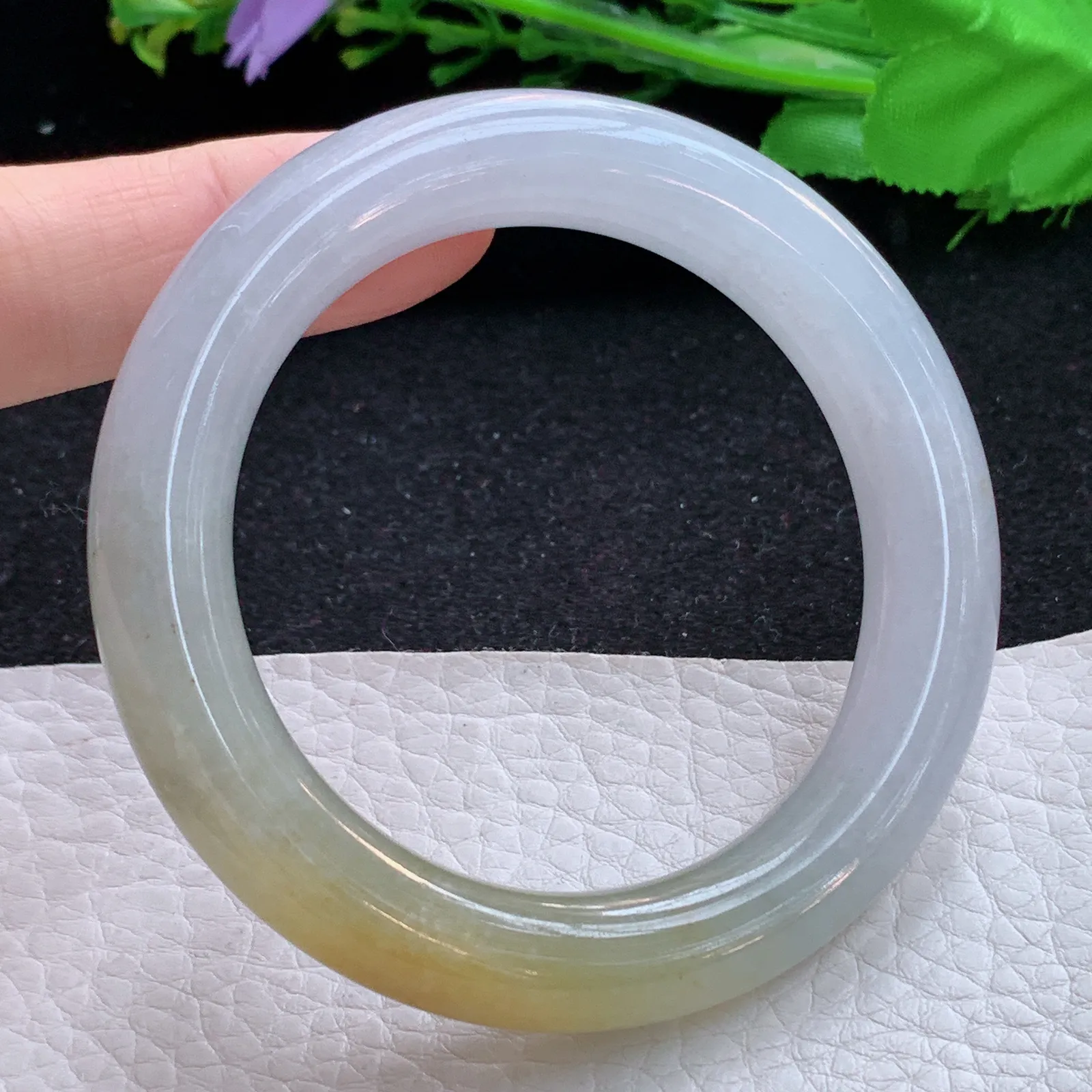 ss小圈口51.5*10.8*10.2美人镯 缅甸翡翠a货玉手镯冰双彩圆条玉手环