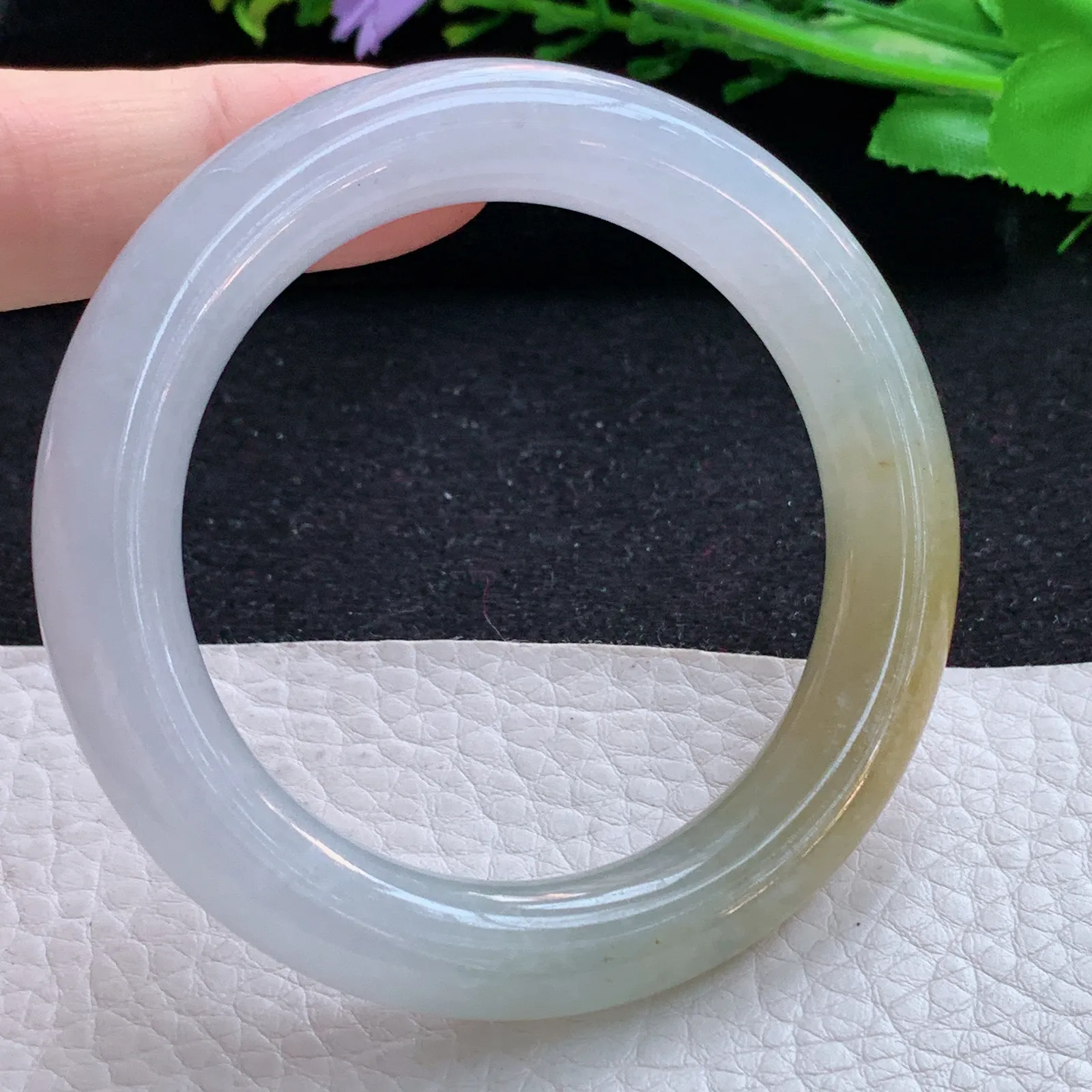 ss小圈口51.5*10.8*10.2美人镯 缅甸翡翠a货玉手镯冰双彩圆条玉手环