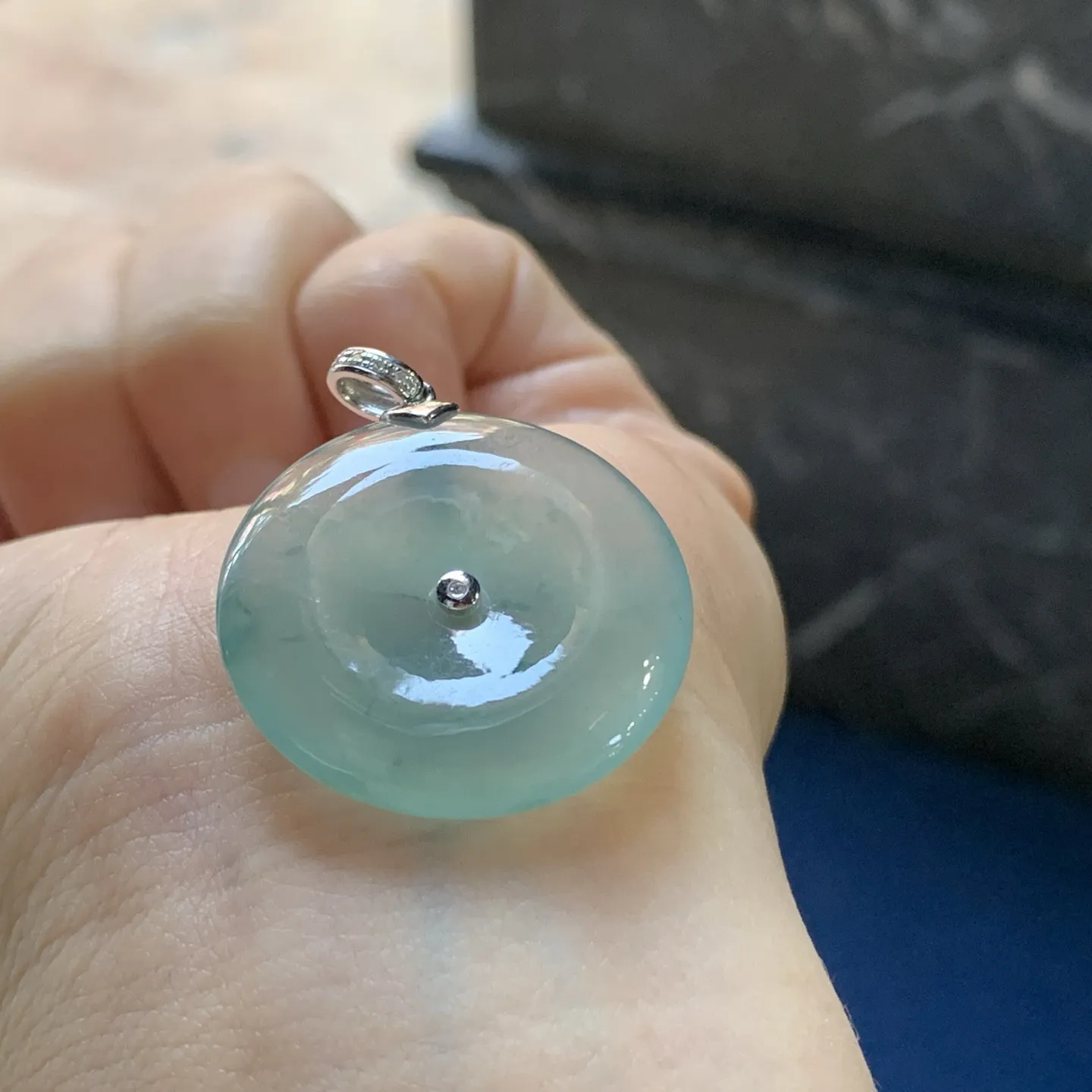 冰蓝花平安扣 平安顺遂～