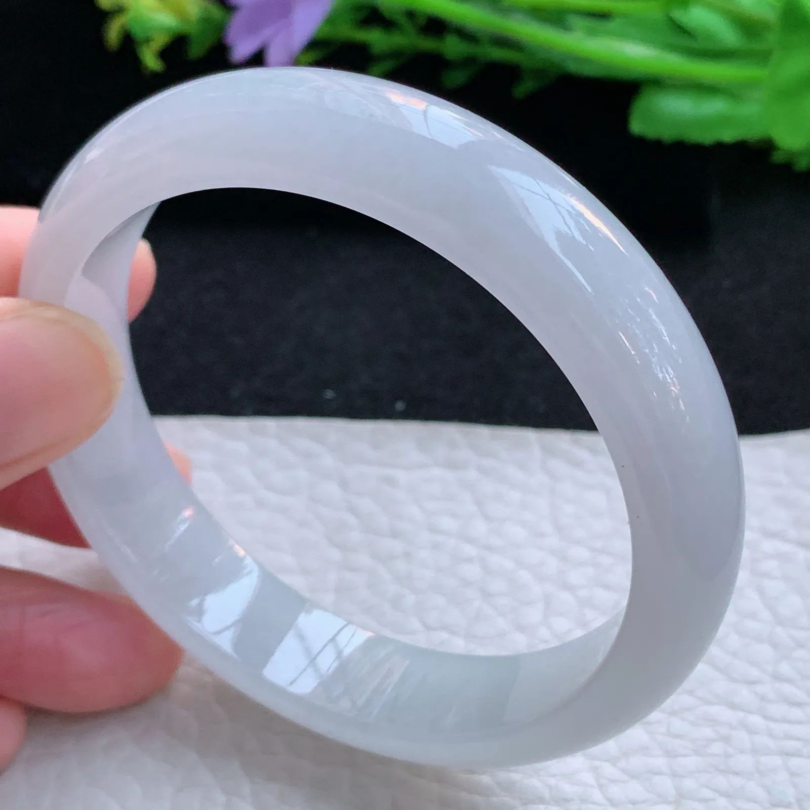 xx自然光58*13.5*7.5平安镯 缅甸翡翠a货玉手镯冰纯宽边玉手环