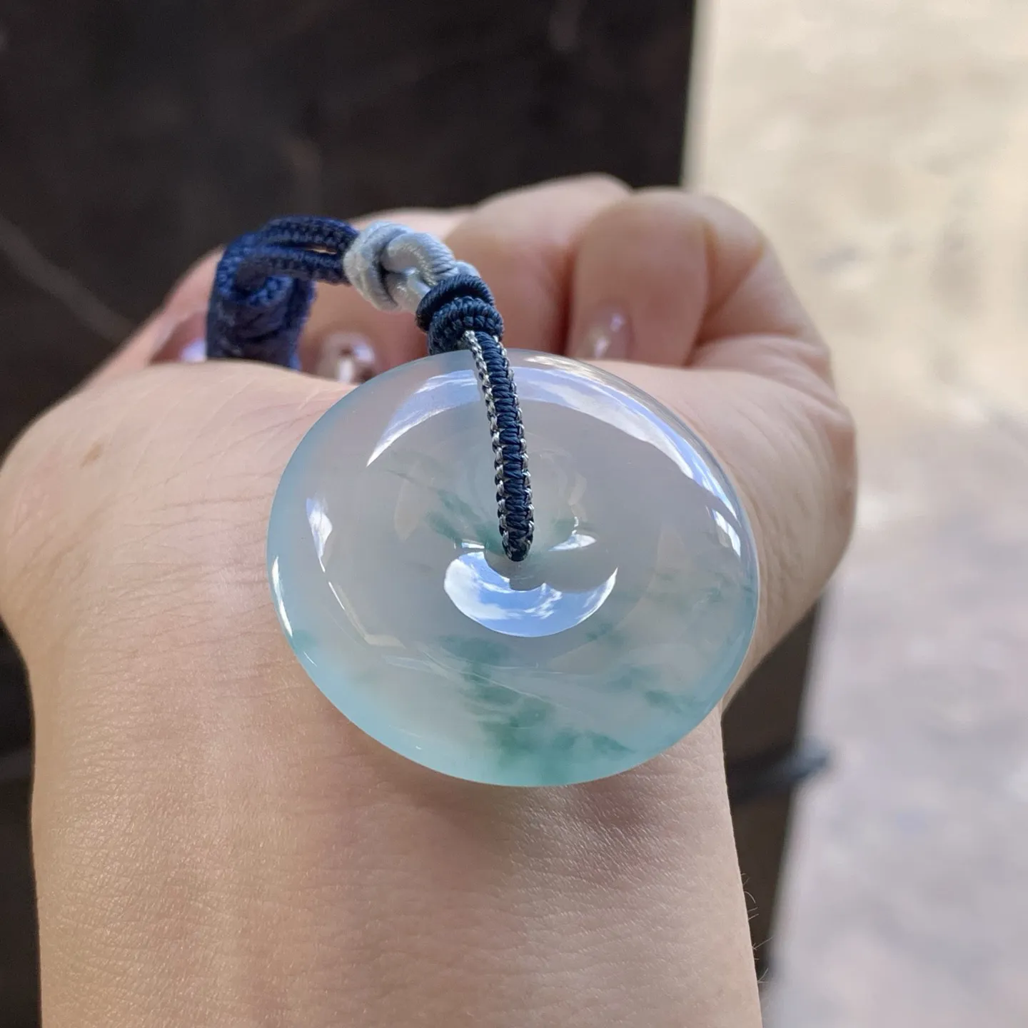 冰种飘花平安扣 平安顺遂～