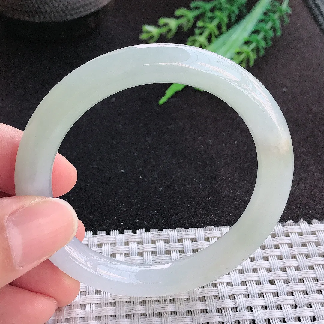 天然a货翡翠53/9老坑冰胶水灵冰晴圆条手镯玉手镯