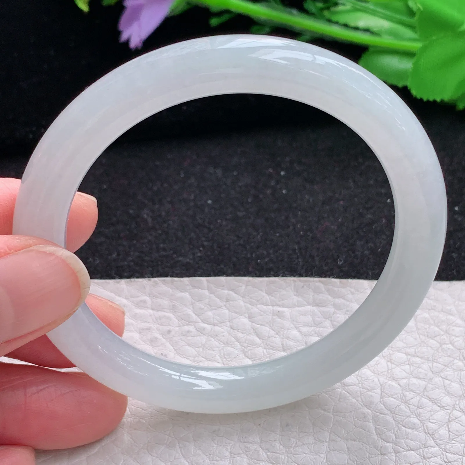 xd自然光54*8.3*8.4叮当镯 缅甸翡翠a货玉手镯冰润白月光美人镯