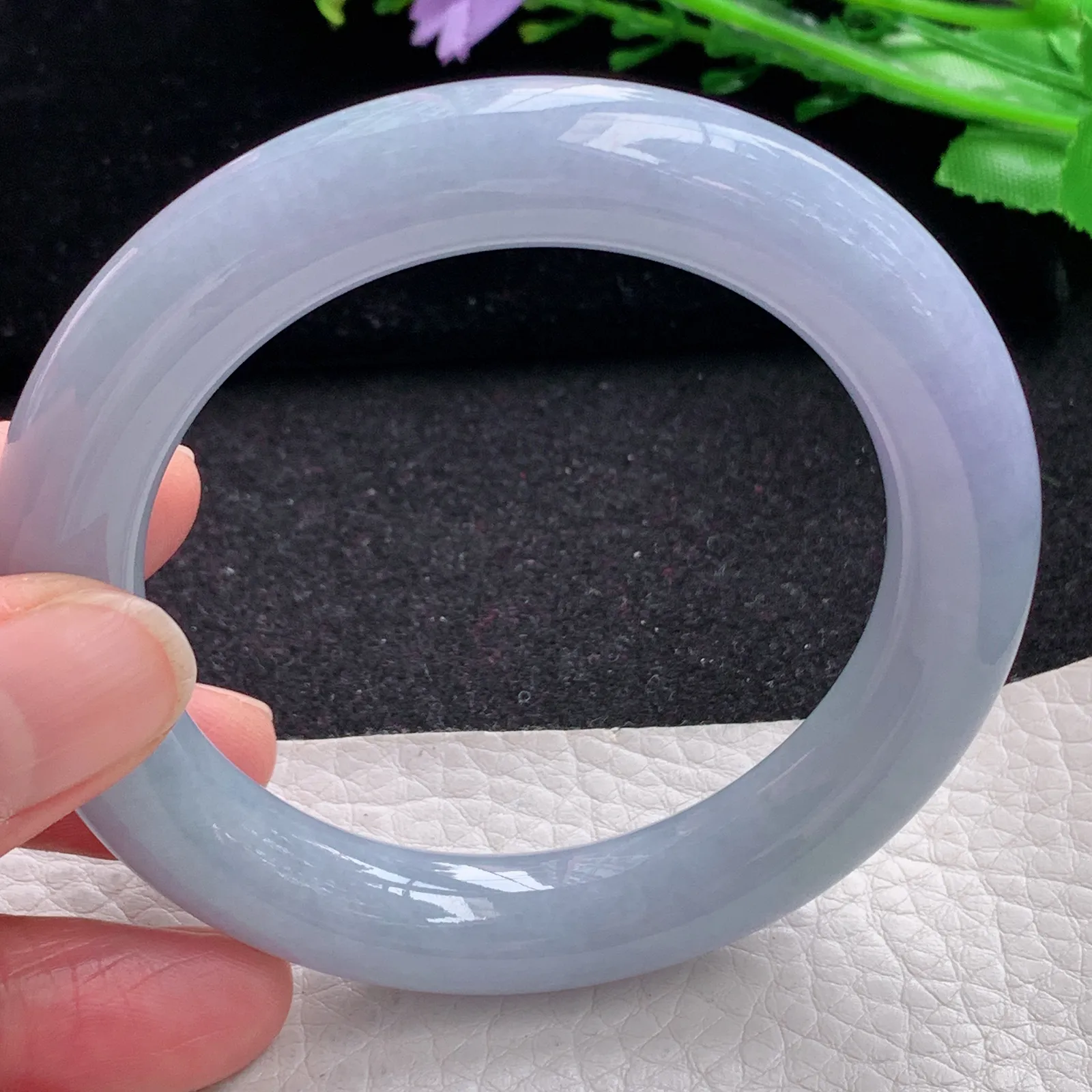 z自然光56*11.2*11胖圆镯 缅甸翡翠a货玉手镯紫罗兰水润圆条美人镯