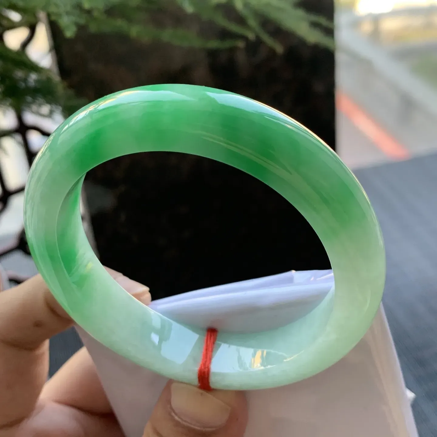 正圈一大节阳绿 无瑕 尺寸:56.6/13/8.9 色好🥰🥰