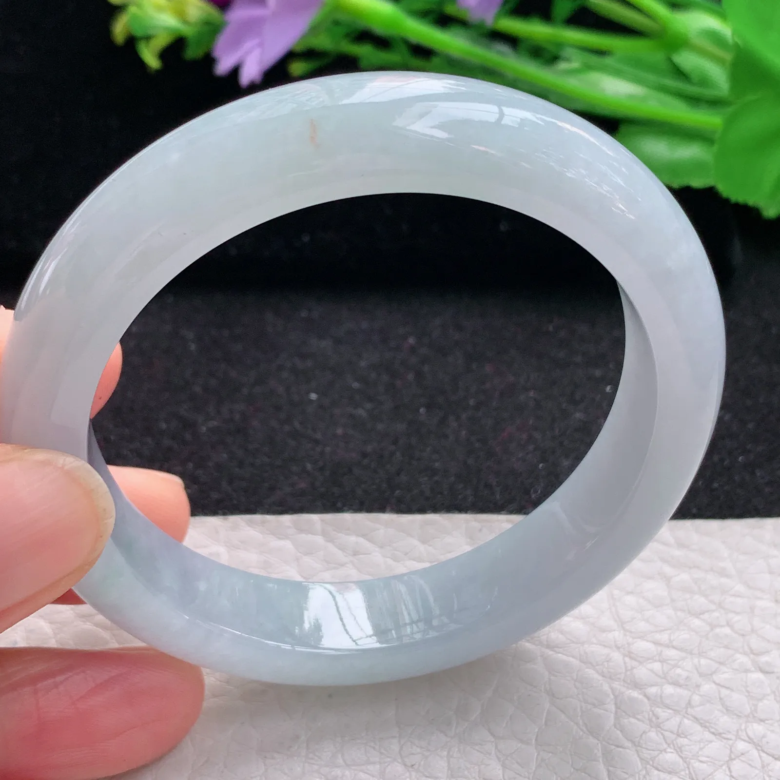 hf自然光54*12*8.2平安镯 缅甸翡翠a货玉手镯冰胶清爽宽边玉手环