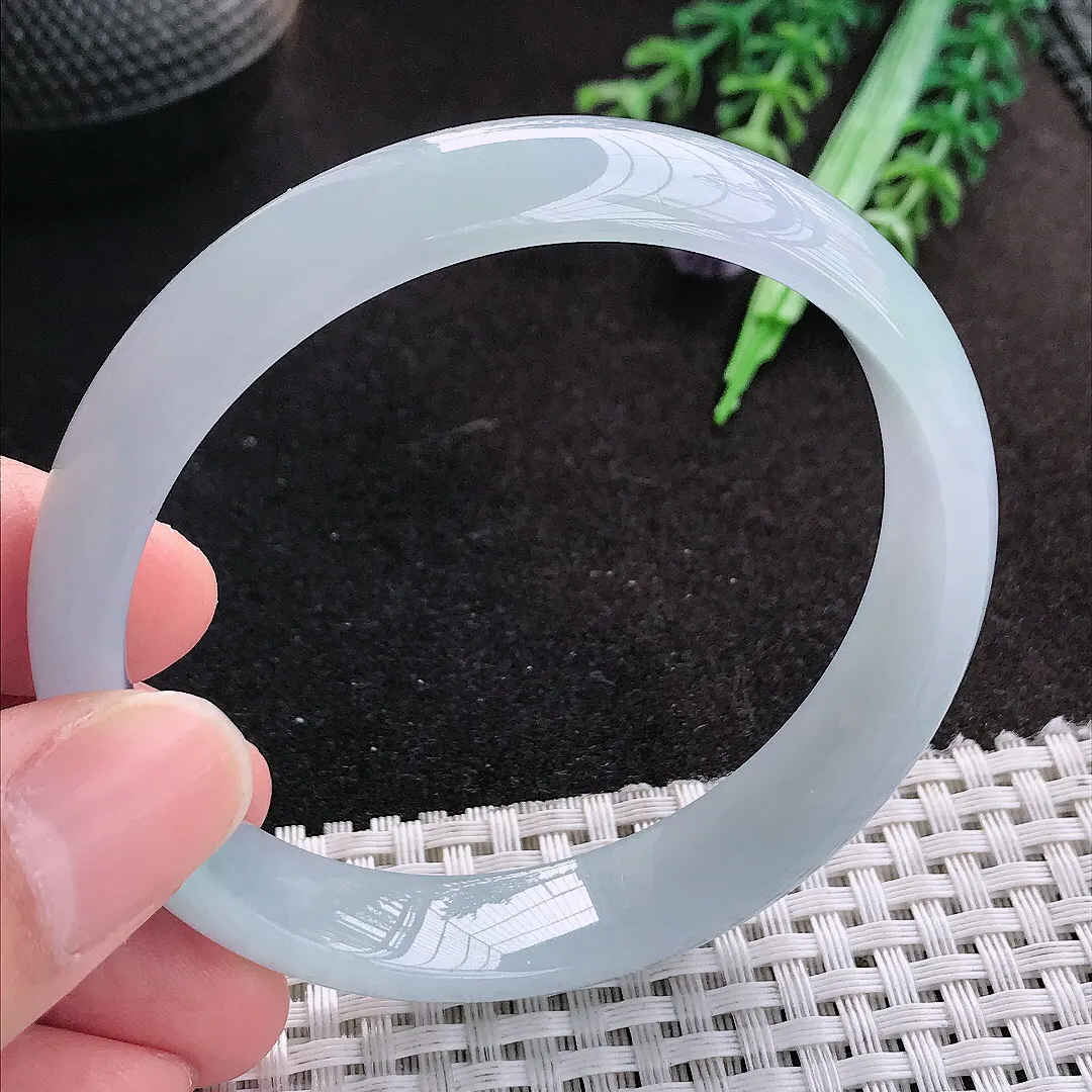 天然A货翡翠58.5/12.9/6.4老坑冰胶果冻紫色底手镯宽边玉手镯