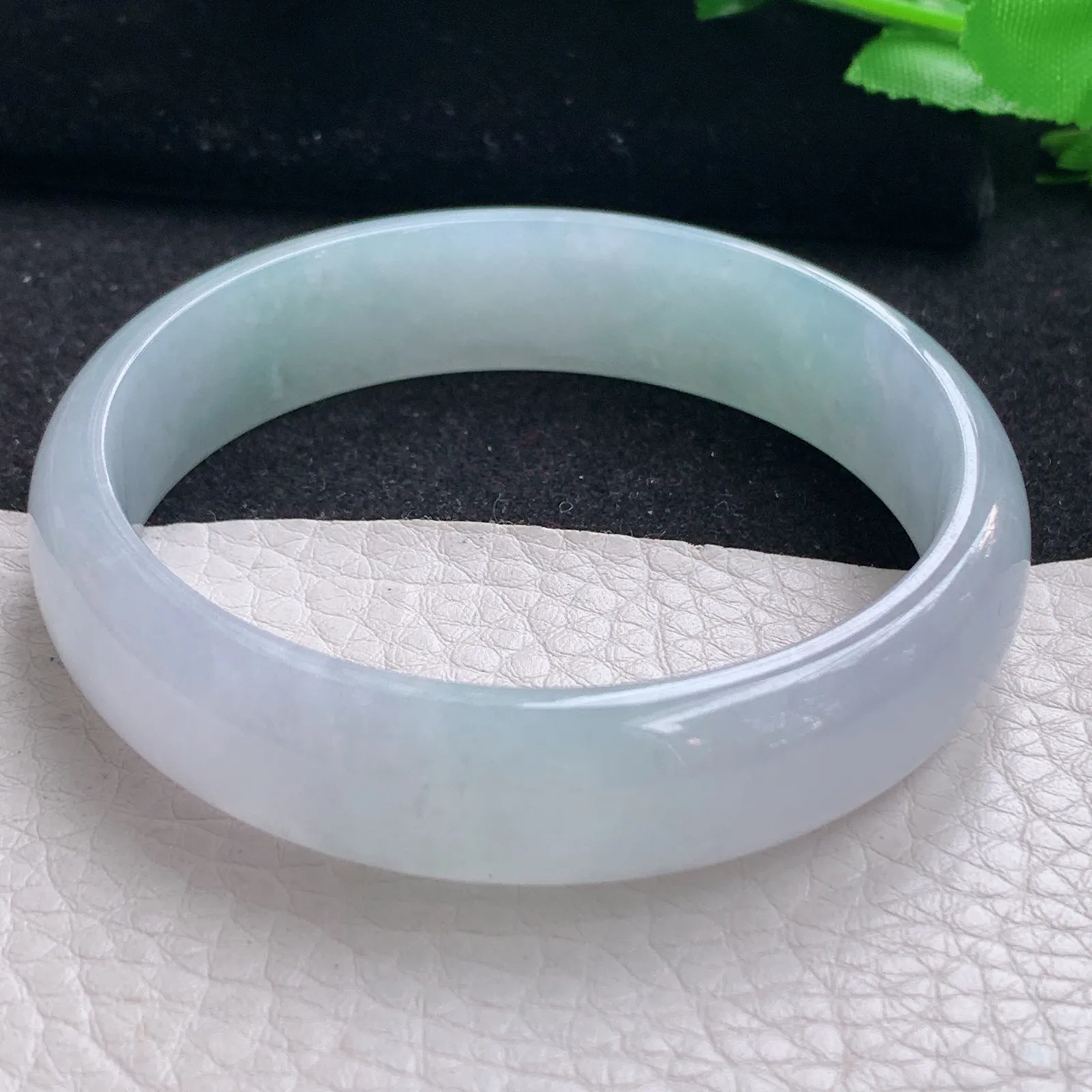 hy自然光56.5*13.9*6.6平安镯 缅甸翡翠a货玉手镯冰透宽边玉手环