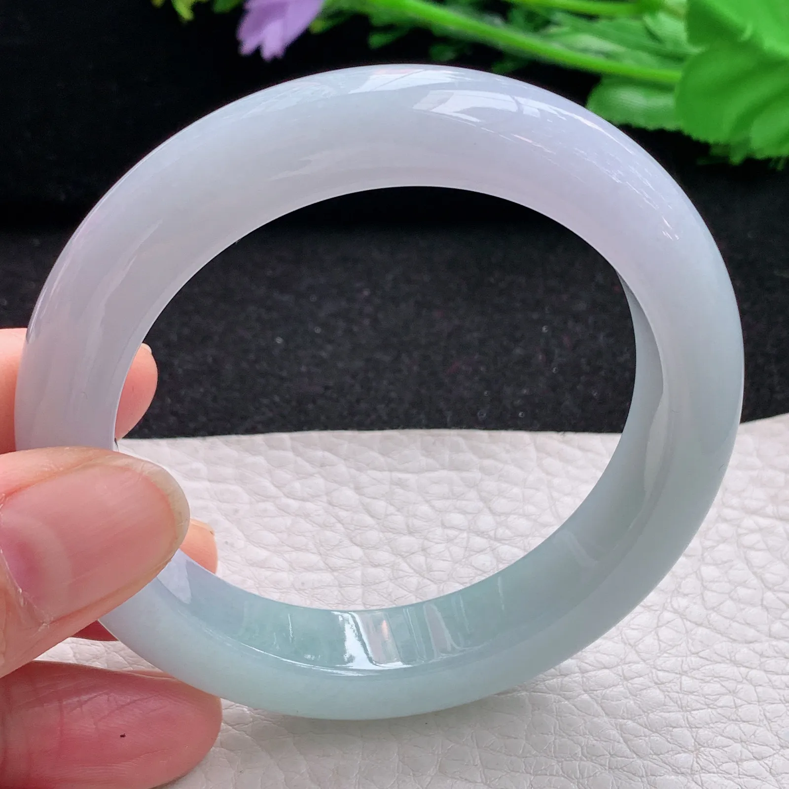 hy自然光56*12.3*9.5平安镯 缅甸翡翠a货玉手镯清新厚装宽边玉手环