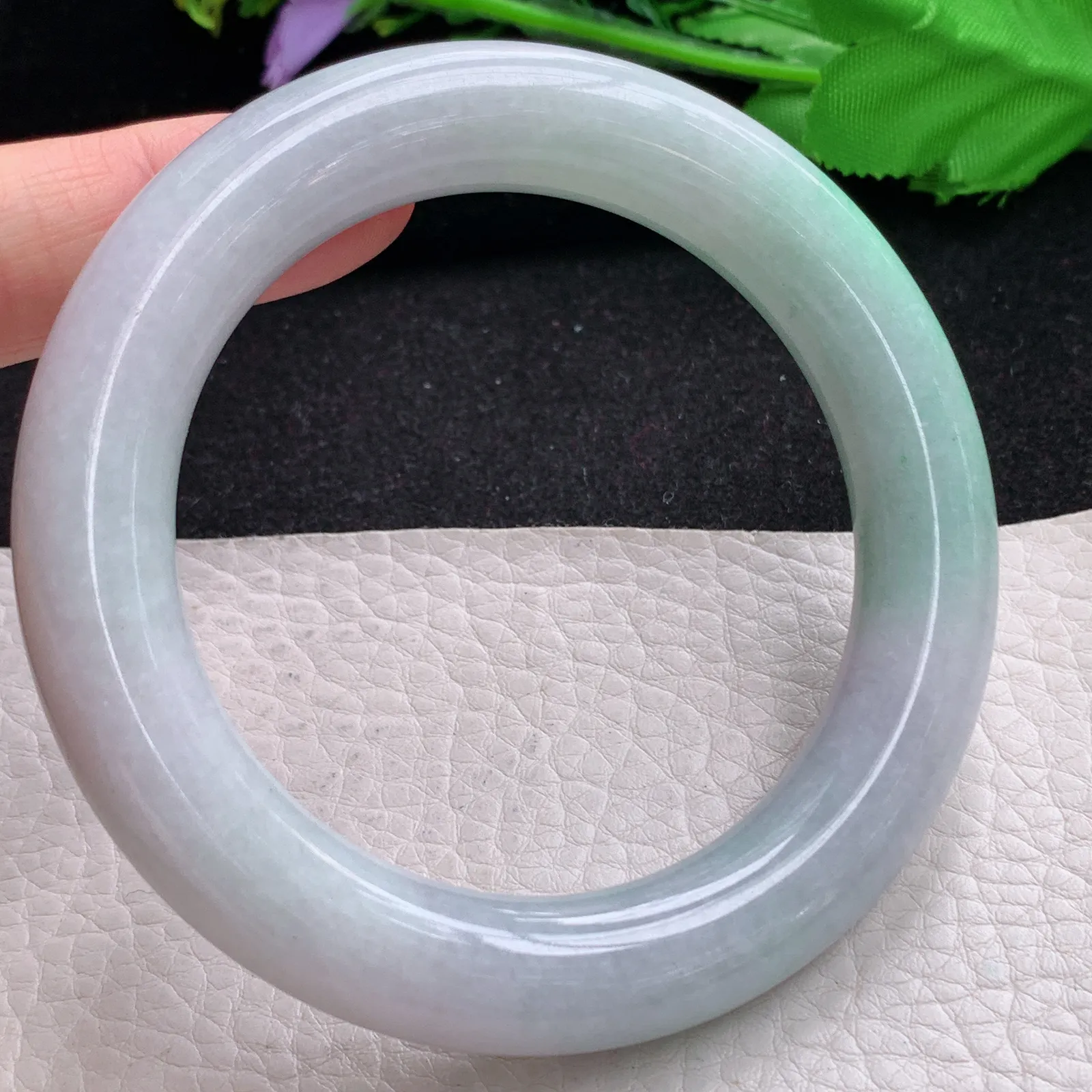 ss自然光58*11.6*11.2胖圆镯 缅甸翡翠a货玉手镯清新水润玉手环 美人镯