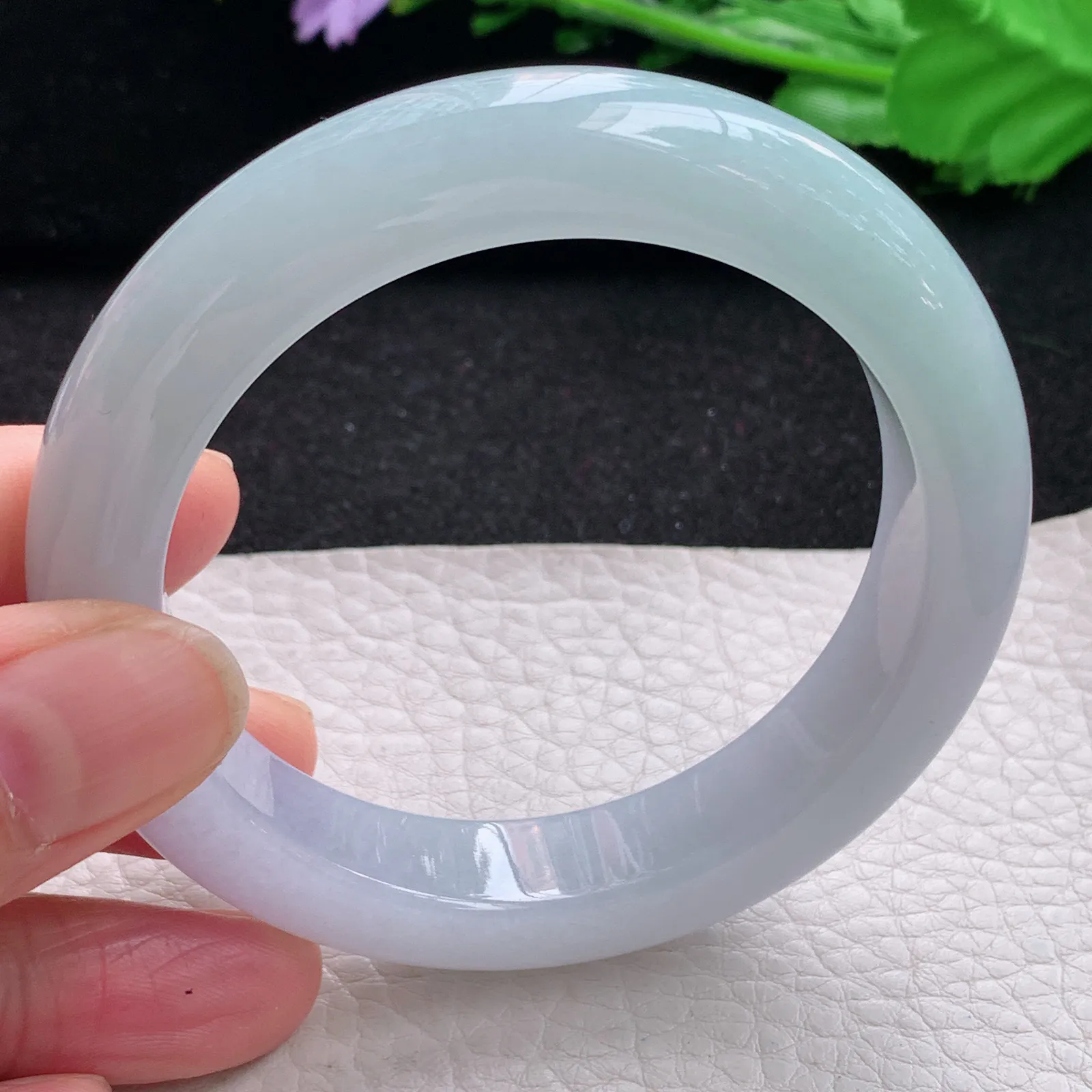 hy自然光56*12.3*9.5平安镯 缅甸翡翠a货玉手镯清新厚装宽边玉手环